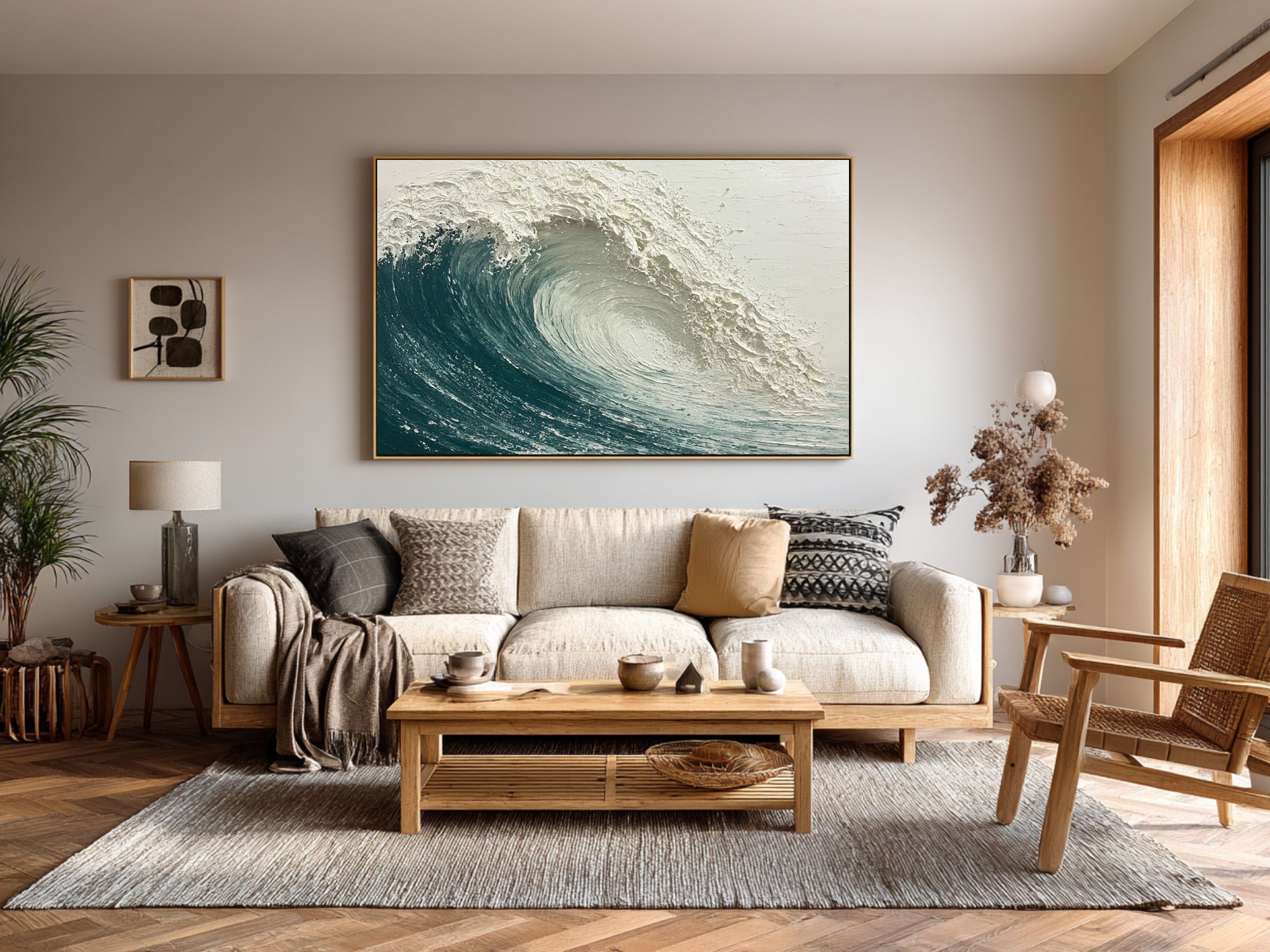 Dynamic Textured Art Modern Blue Wave Scene #WG 060