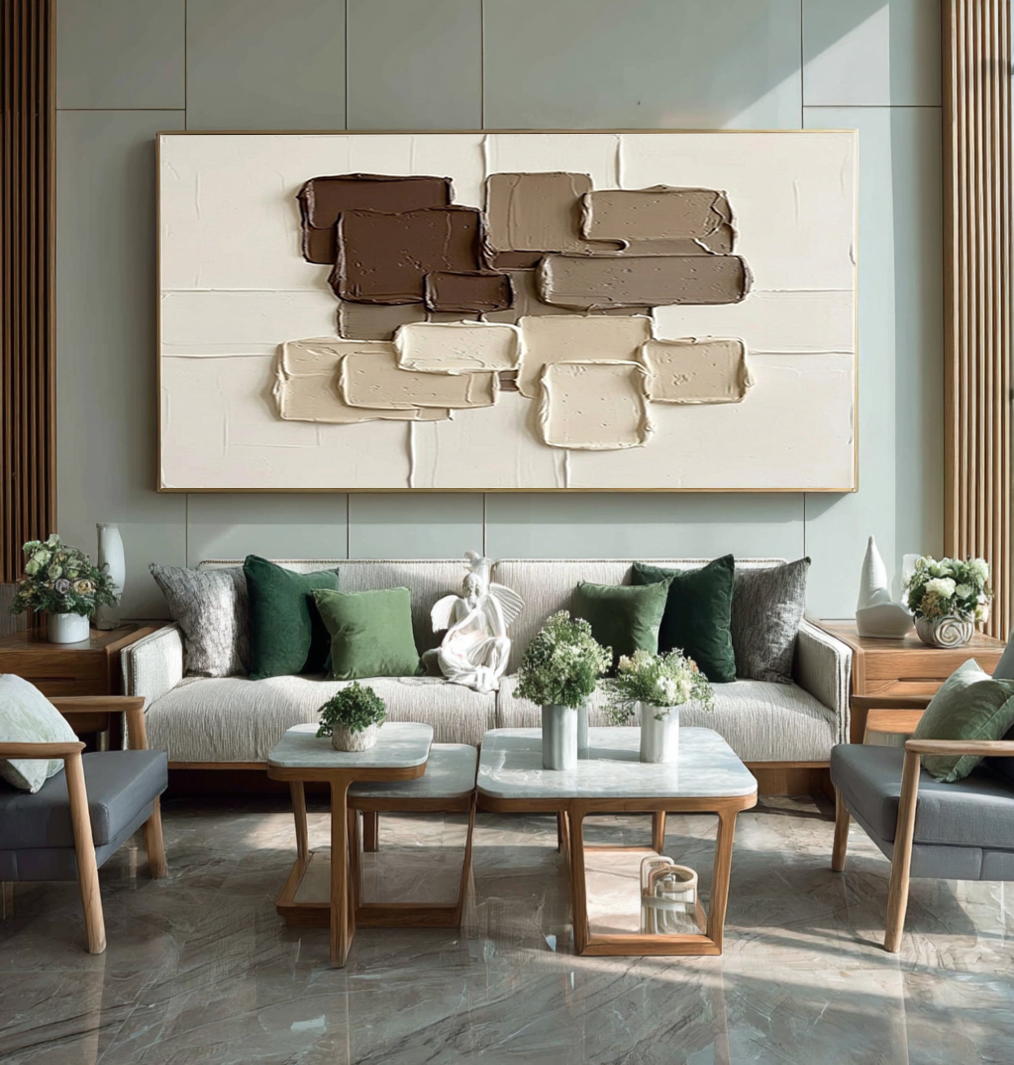 Large Brown and Beige Textured Wall Art Neutral Abstract Canvas Painting