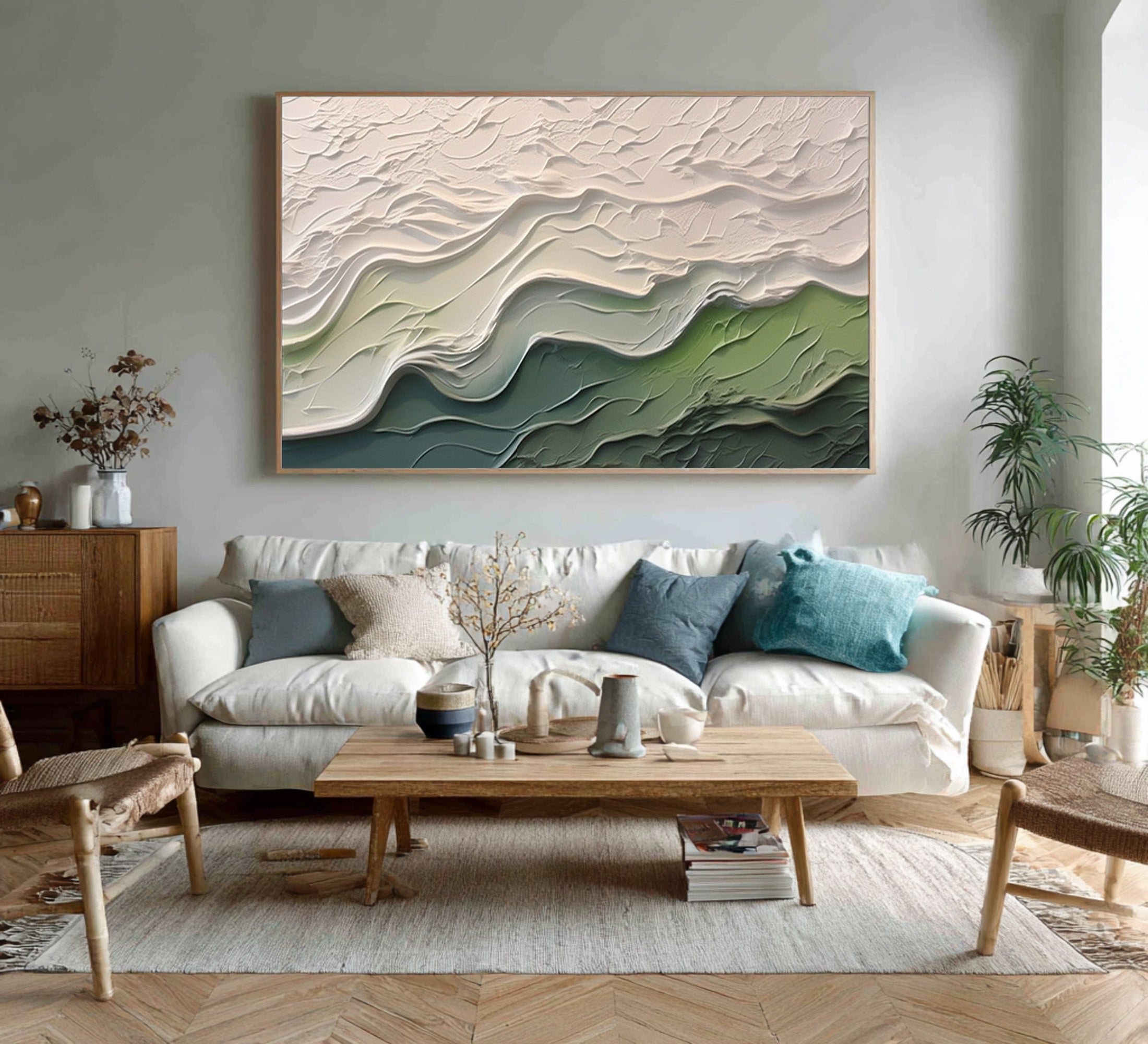 Impasto Seascape Painting Abstract Beach Waves #WG 092