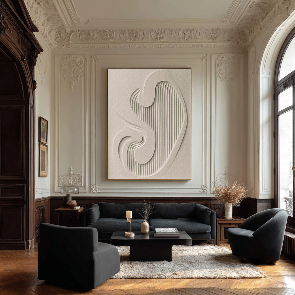 Elegant White Relief Artwork - Modern Abstract Texture #WG 081