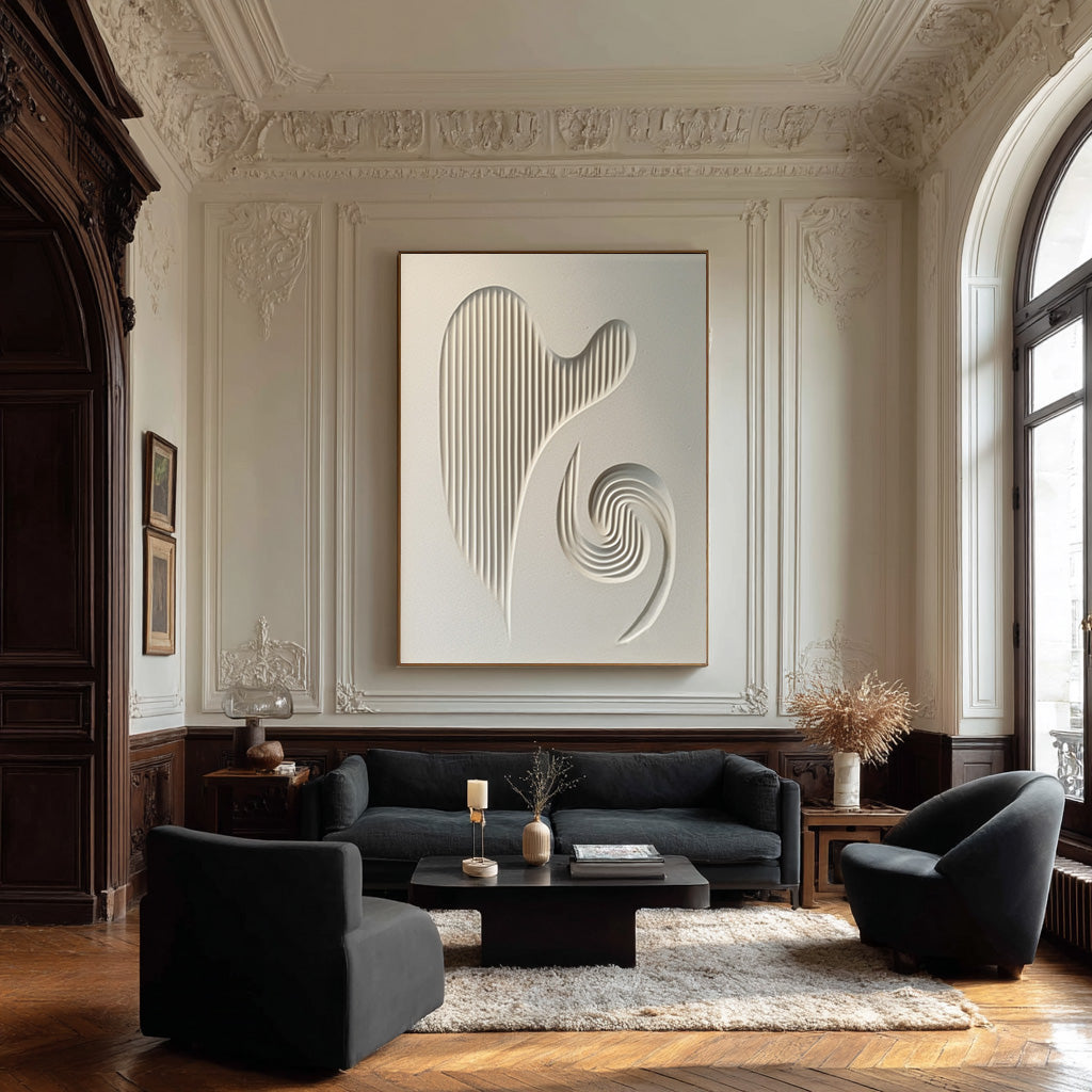Abstract Dimensional Art - Textured White Panel #WG 080