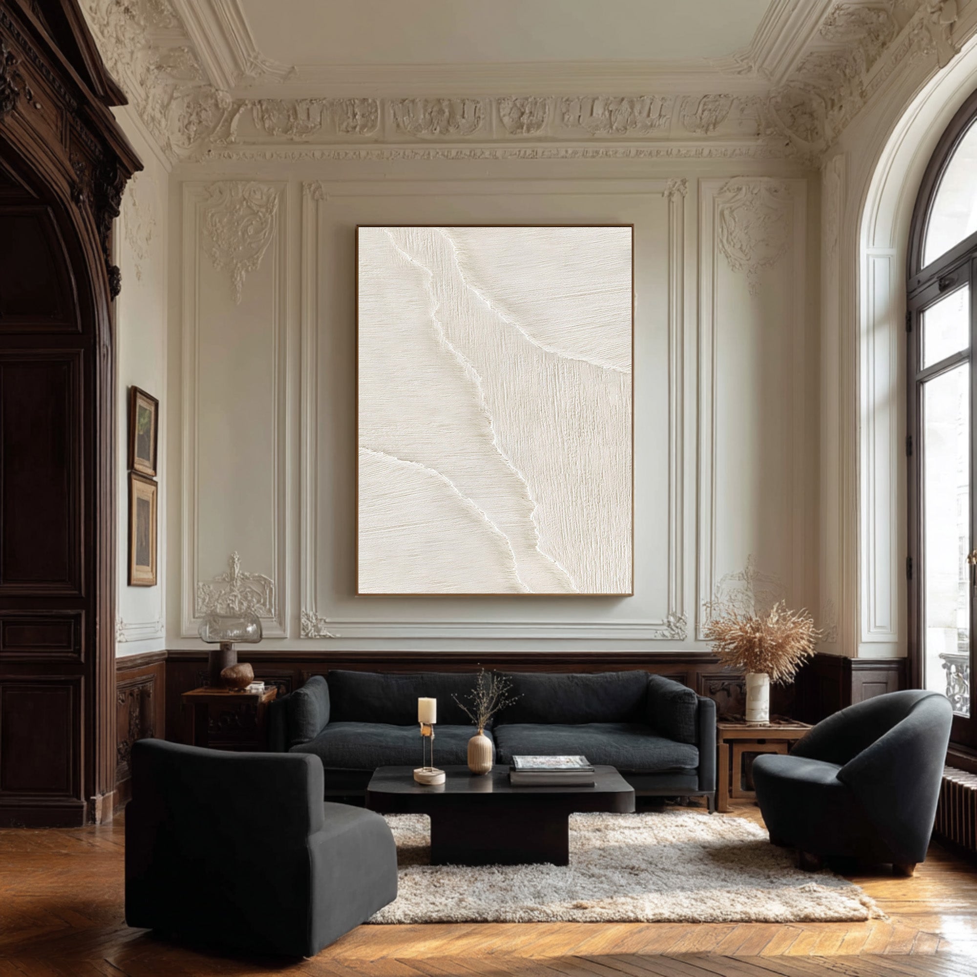 Contemporary Textured Abstract | Off-White Vertical Art #WG 068