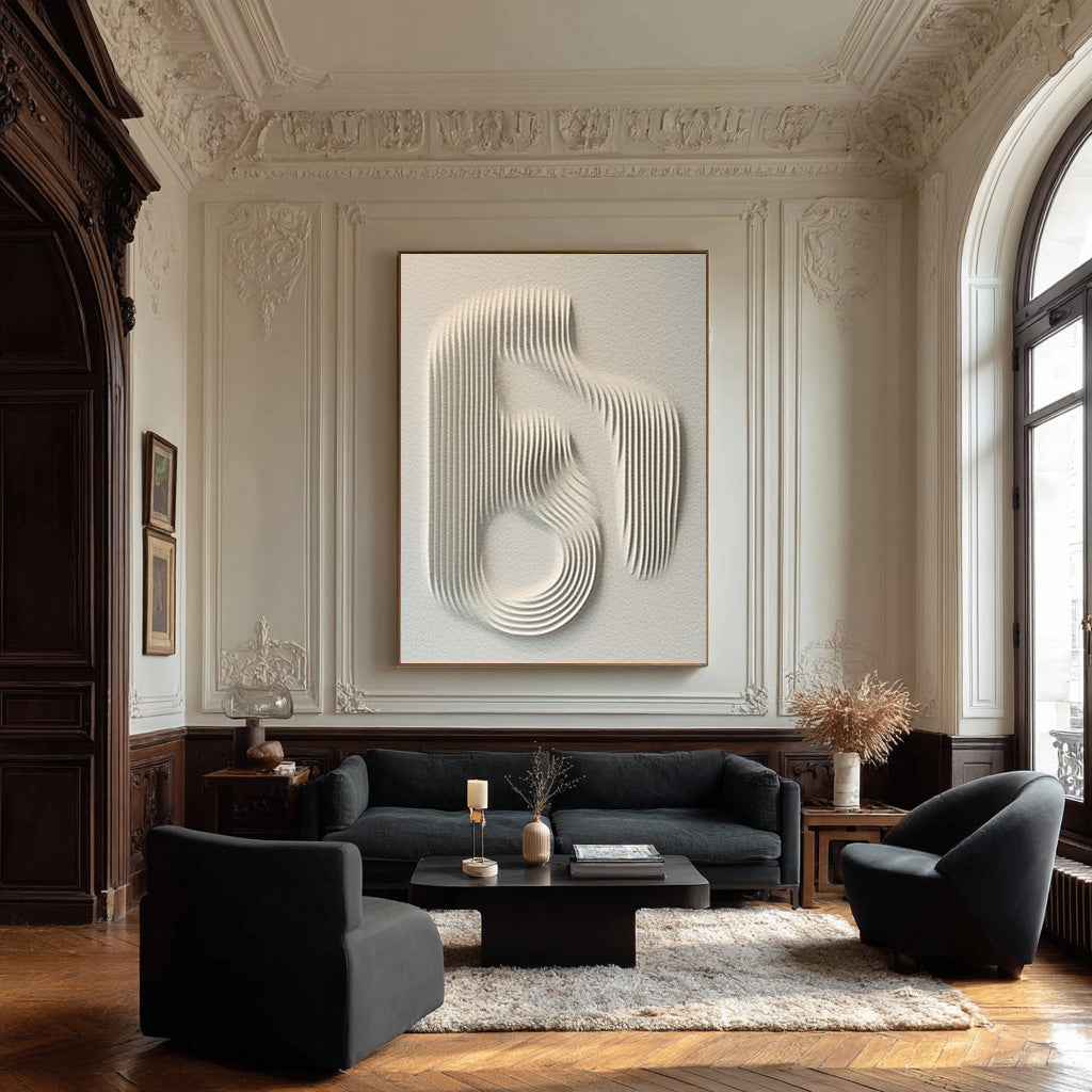 Minimalist White Line Sculpture Art for Modern Interiors #WG 079