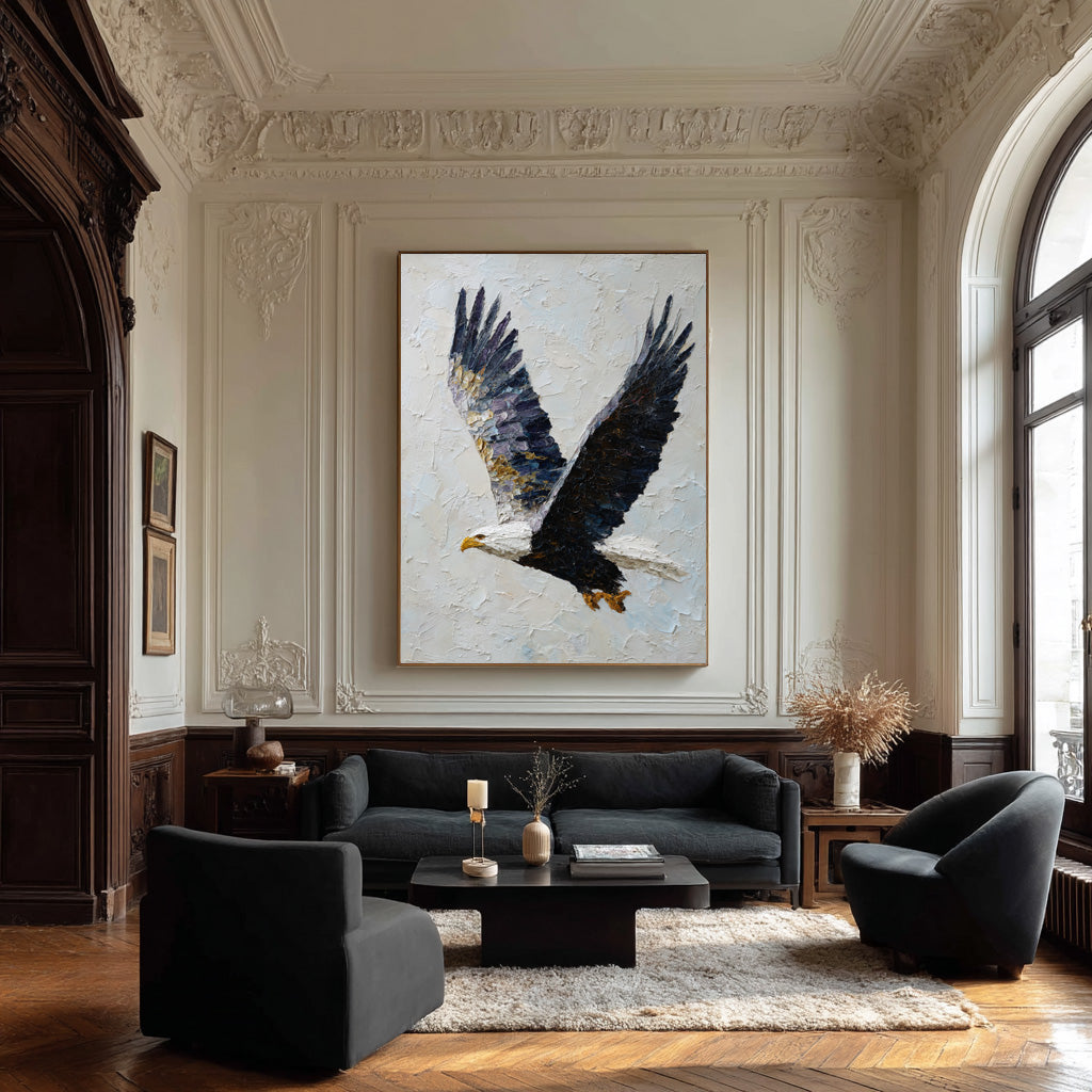 Textured Relief Art Eagle in Flight Statement Piece #WG 050