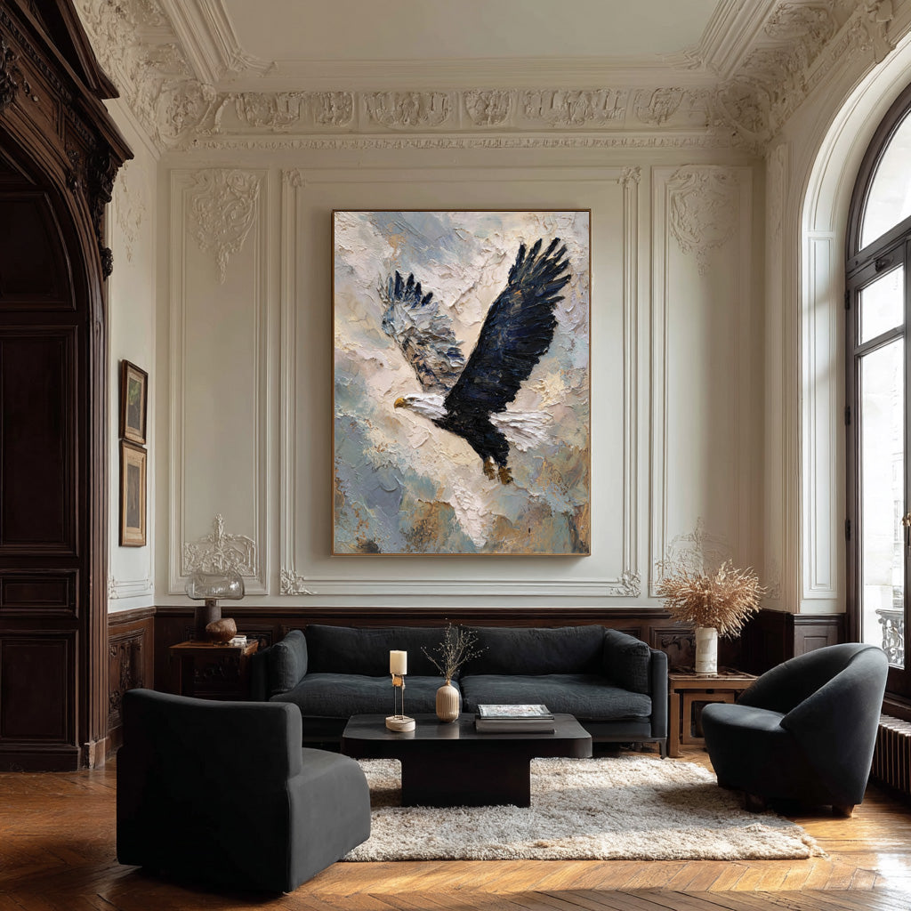 Textured Relief Art Eagle in Flight Statement Piece #WG 049