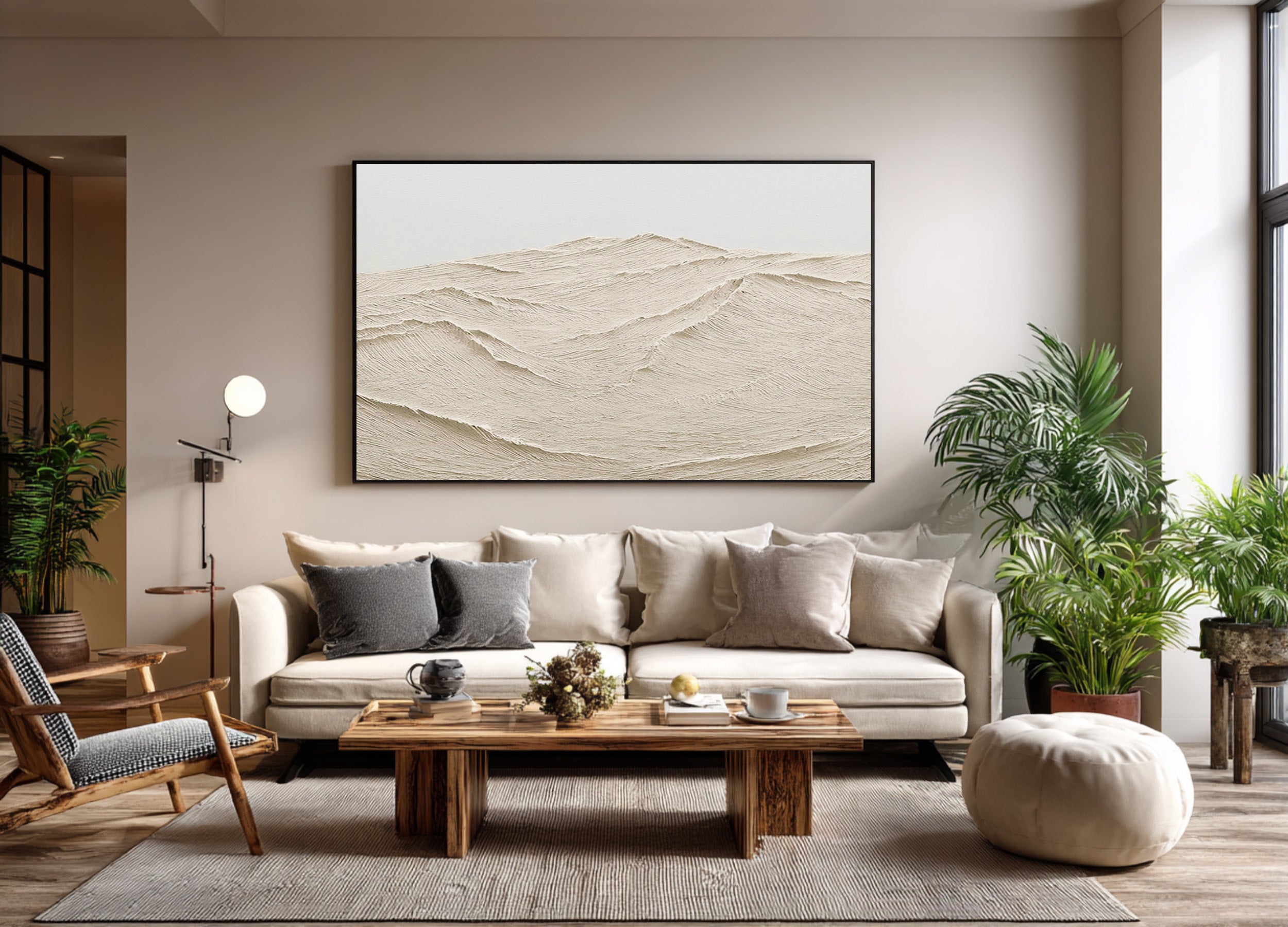 Large Impasto Abstract Hills Horizon Art Home Decor #WG 075