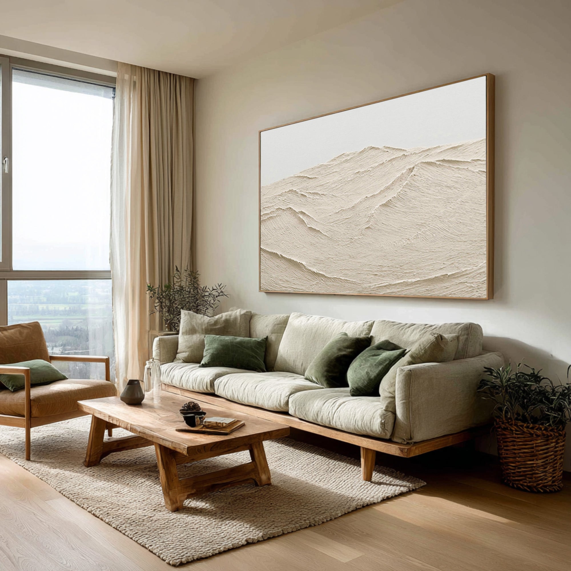 Large Impasto Abstract Hills Horizon Art Home Decor #WG 075