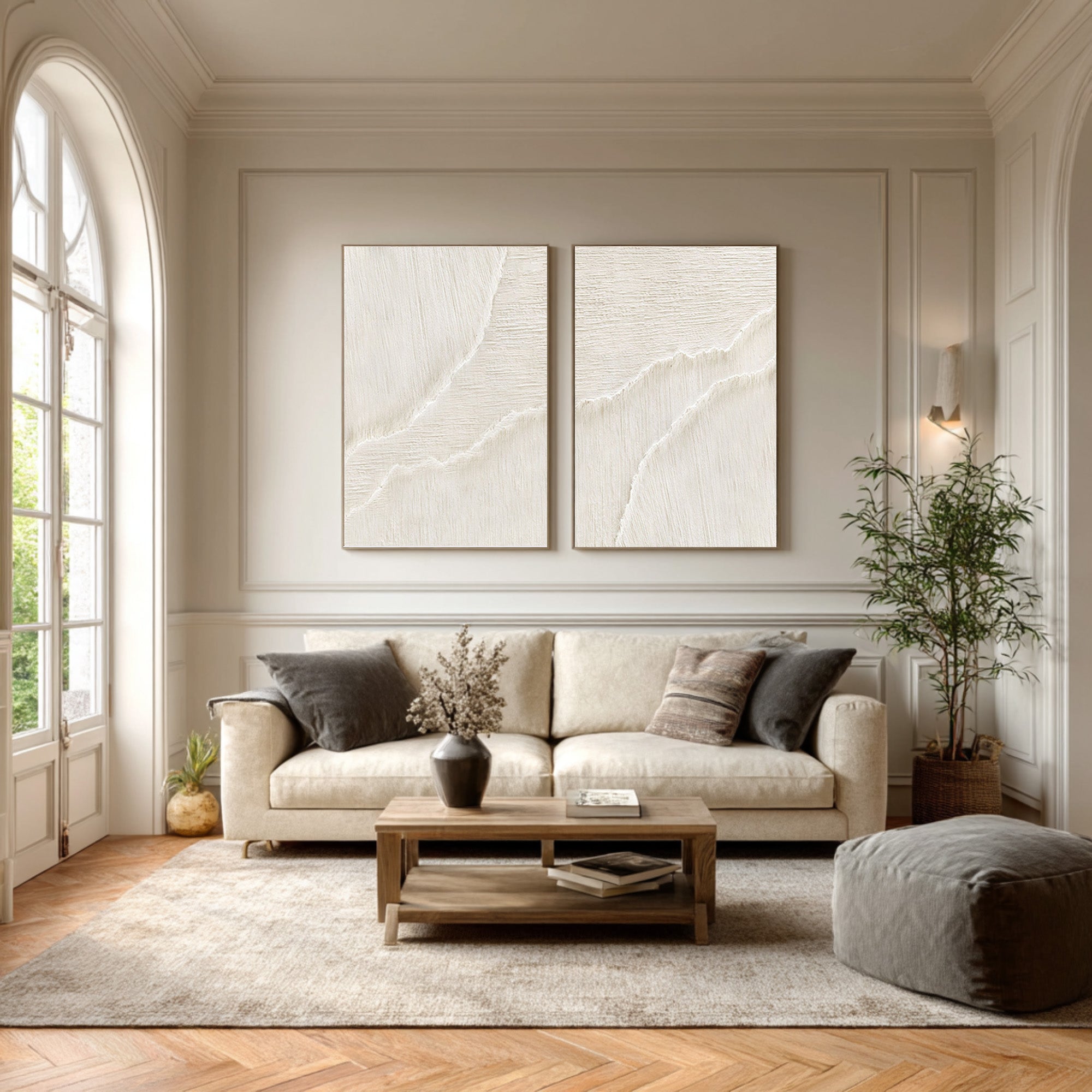 Modern 3D Textured Neutral Art Set Hallway Living Room #WG 070