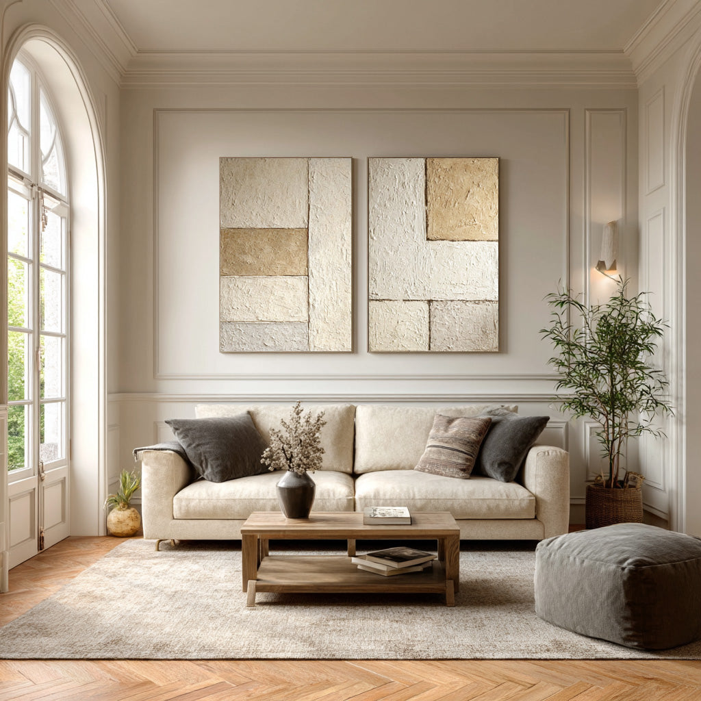 Minimalist Geometric Abstract Art - Beige and Brown #WG 077