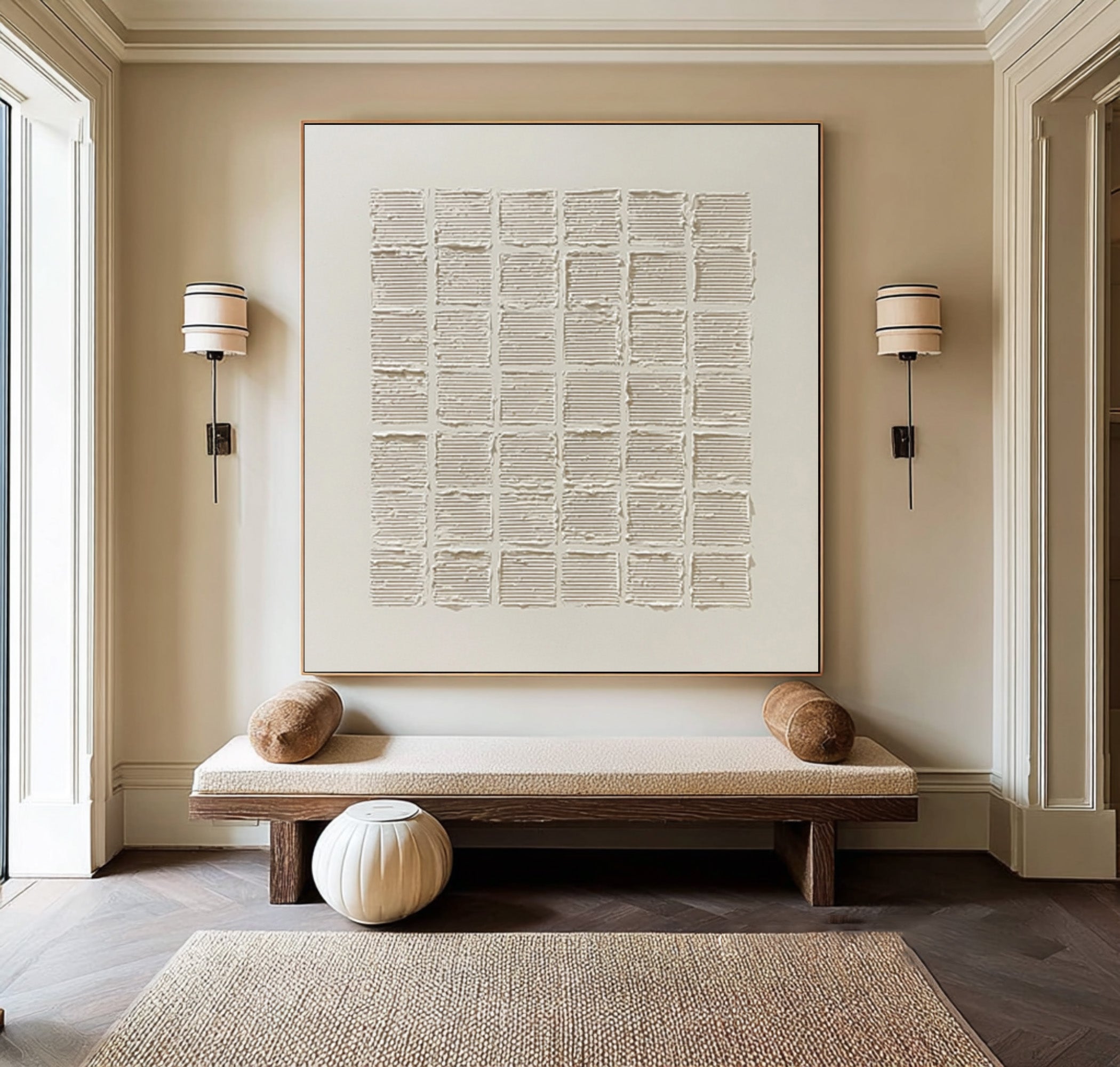 Minimalist Beige Painting Relief Texture Square #WG 057