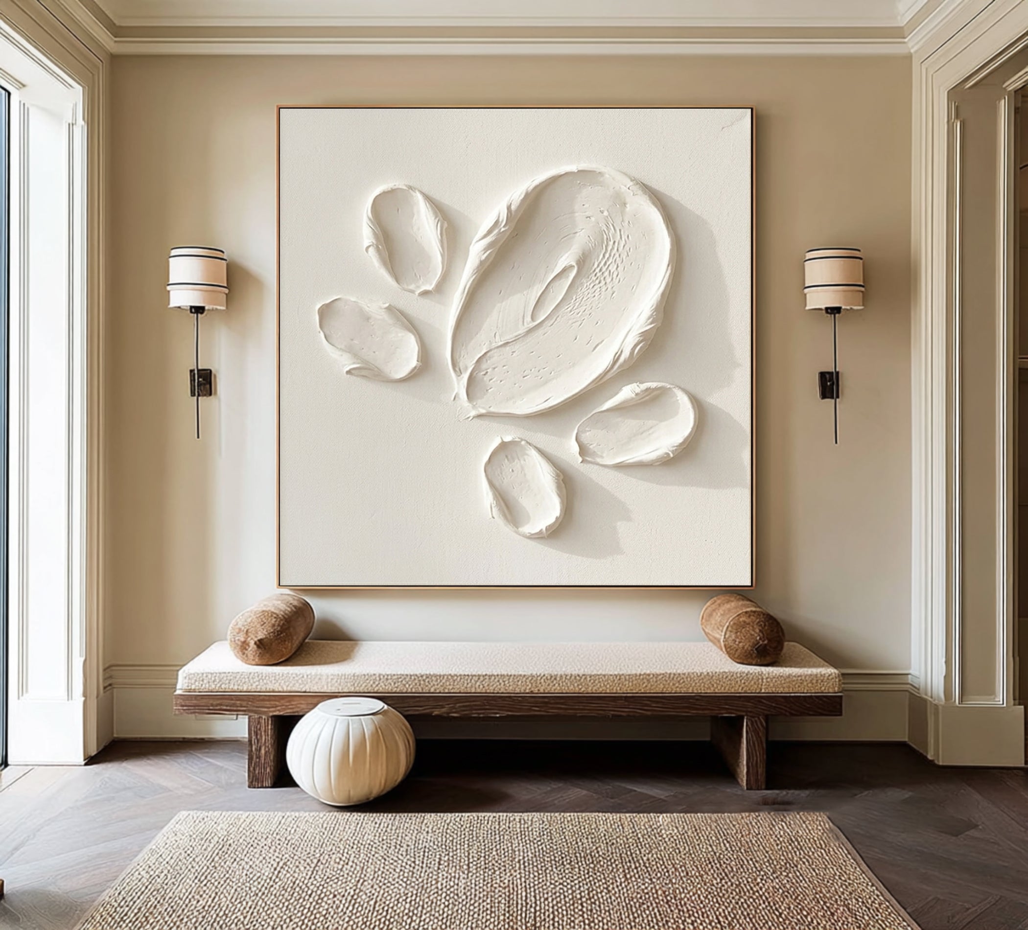 Large Organic Texture Oil Painting – Minimalist Neutral Abstract Wall Art