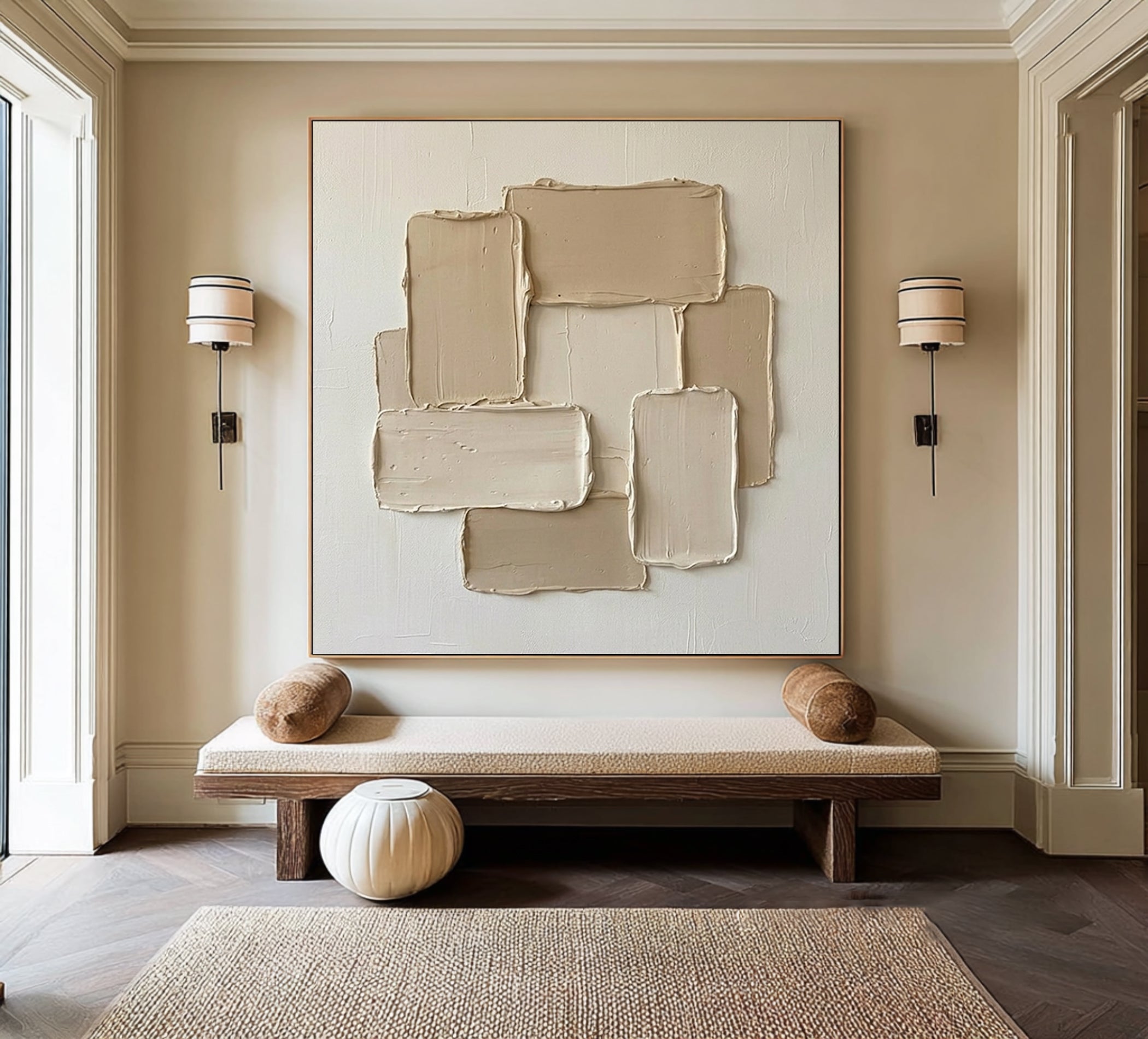 Large Earth Tone Oil Painting – Modern Neutral Texture Wall Art