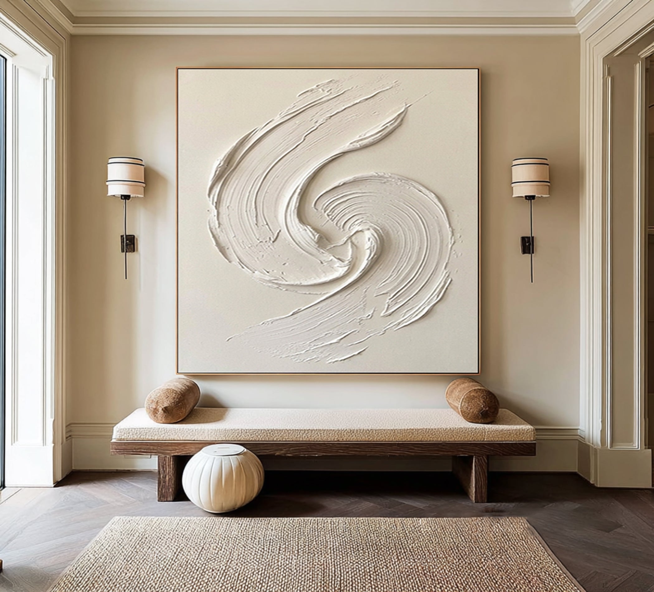 Large Textured Swirl Wall Art Hand Painted Minimalist Canvas