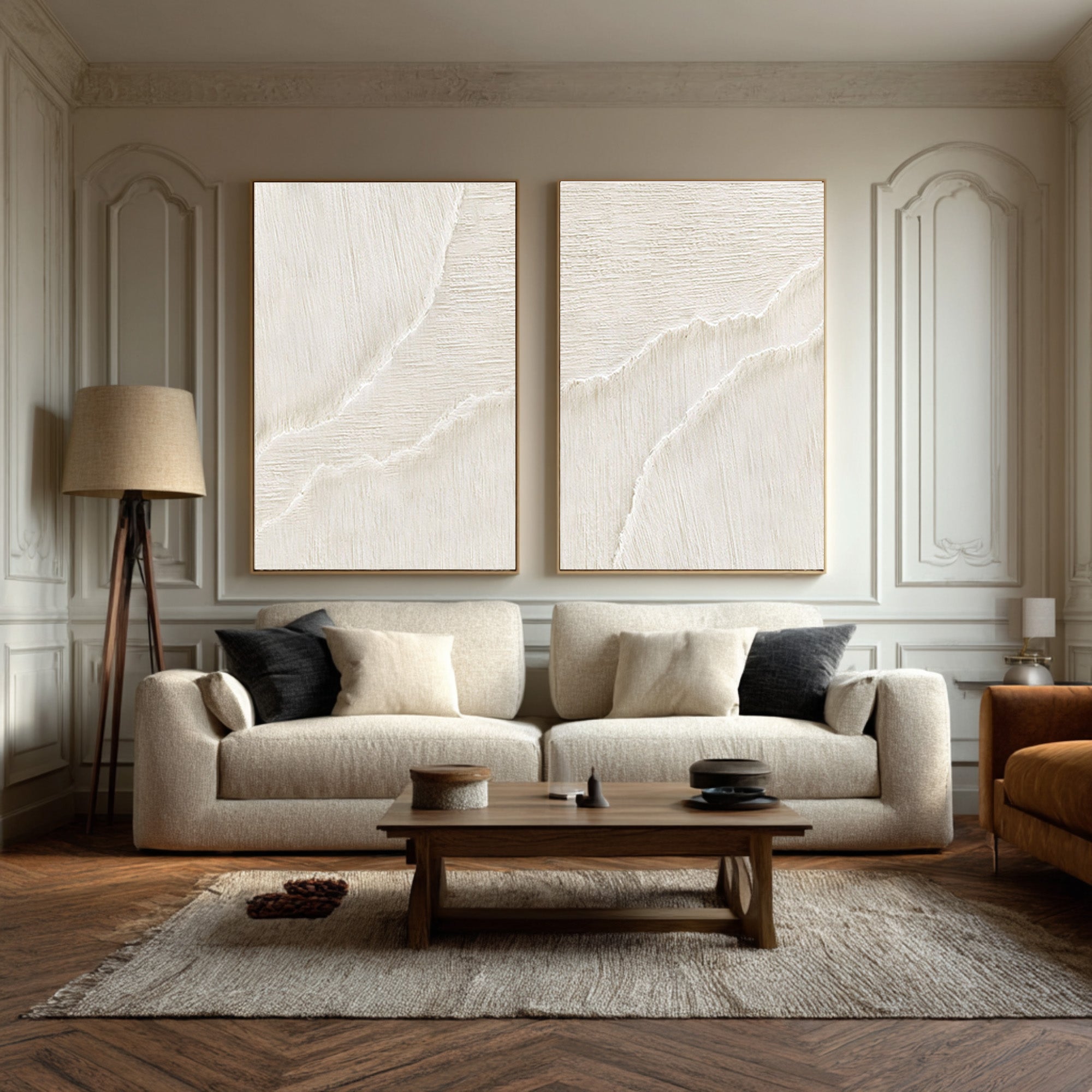 Modern 3D Textured Neutral Art Set Hallway Living Room #WG 070
