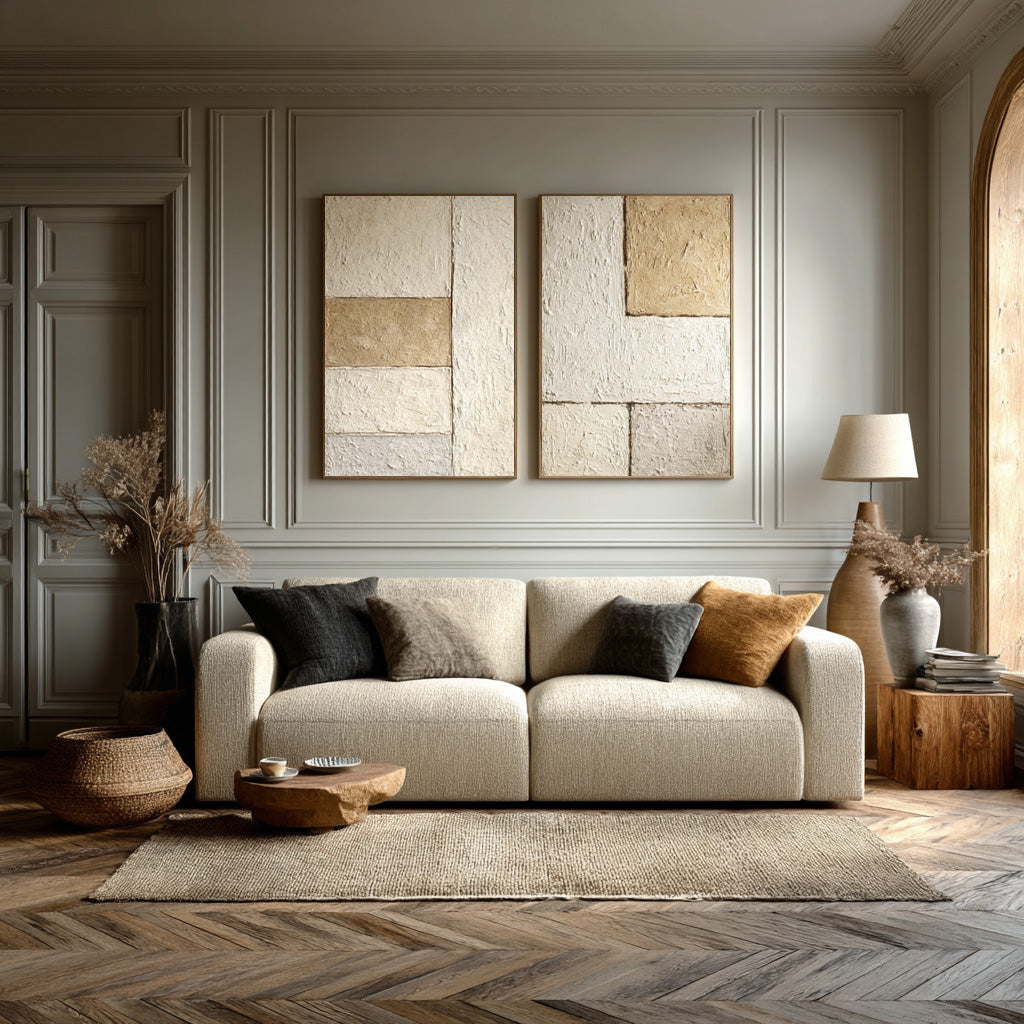 Minimalist Geometric Abstract Art - Beige and Brown #WG 077
