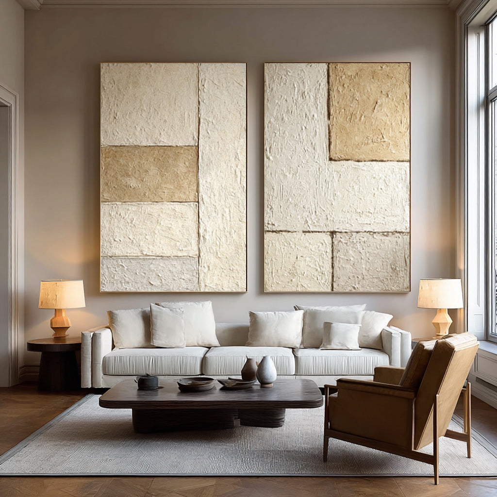 Minimalist Geometric Abstract Art - Beige and Brown #WG 077