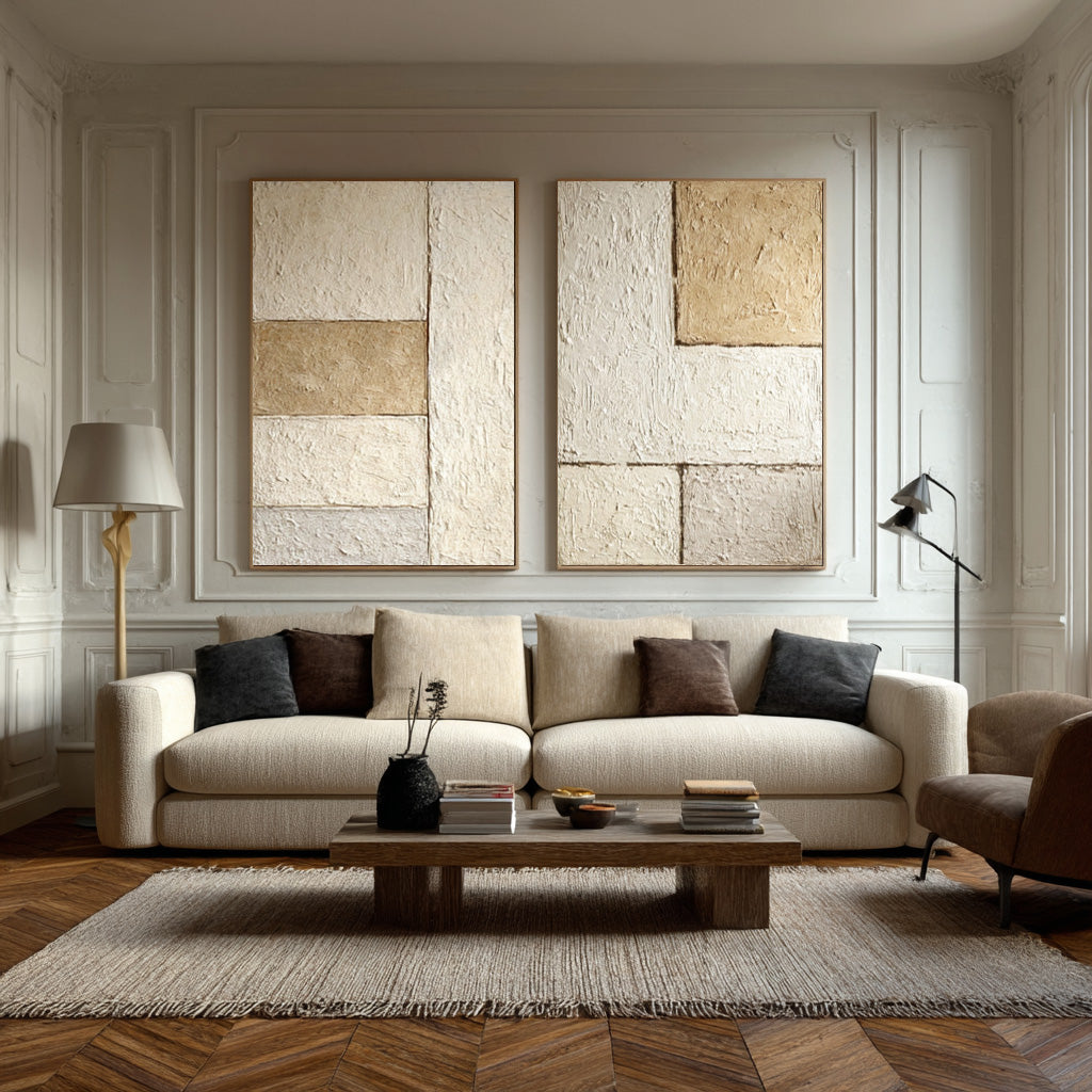 Minimalist Geometric Abstract Art - Beige and Brown #WG 077