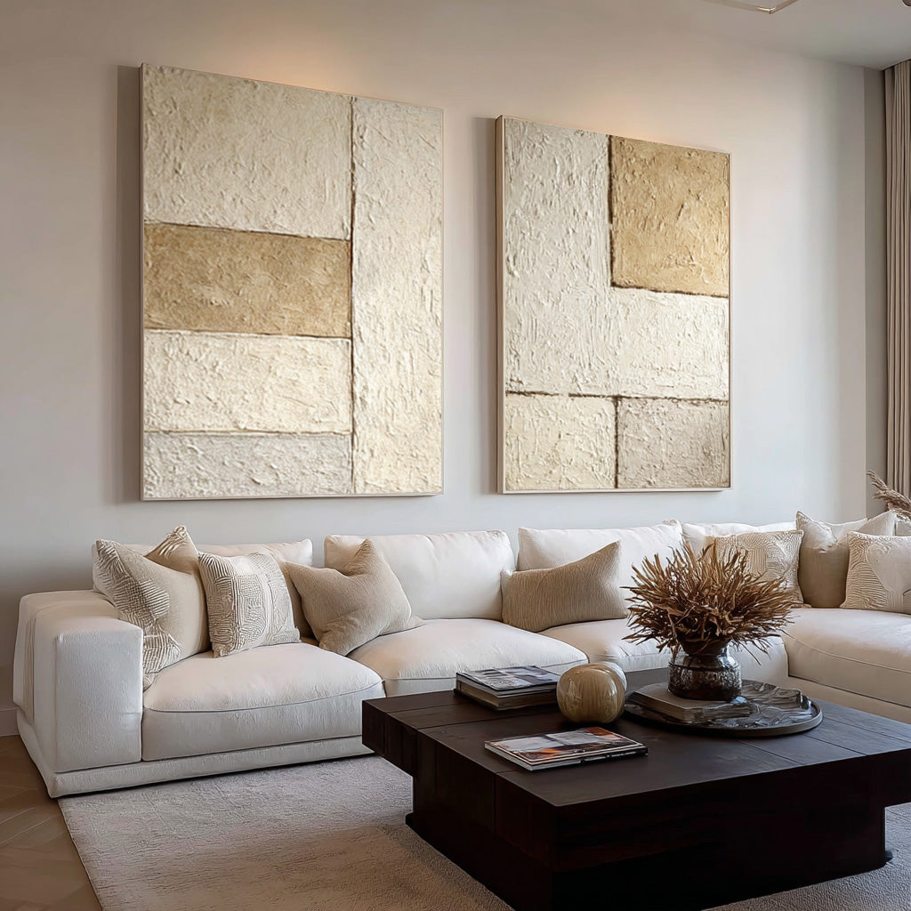 Minimalist Geometric Abstract Art - Beige and Brown #WG 077
