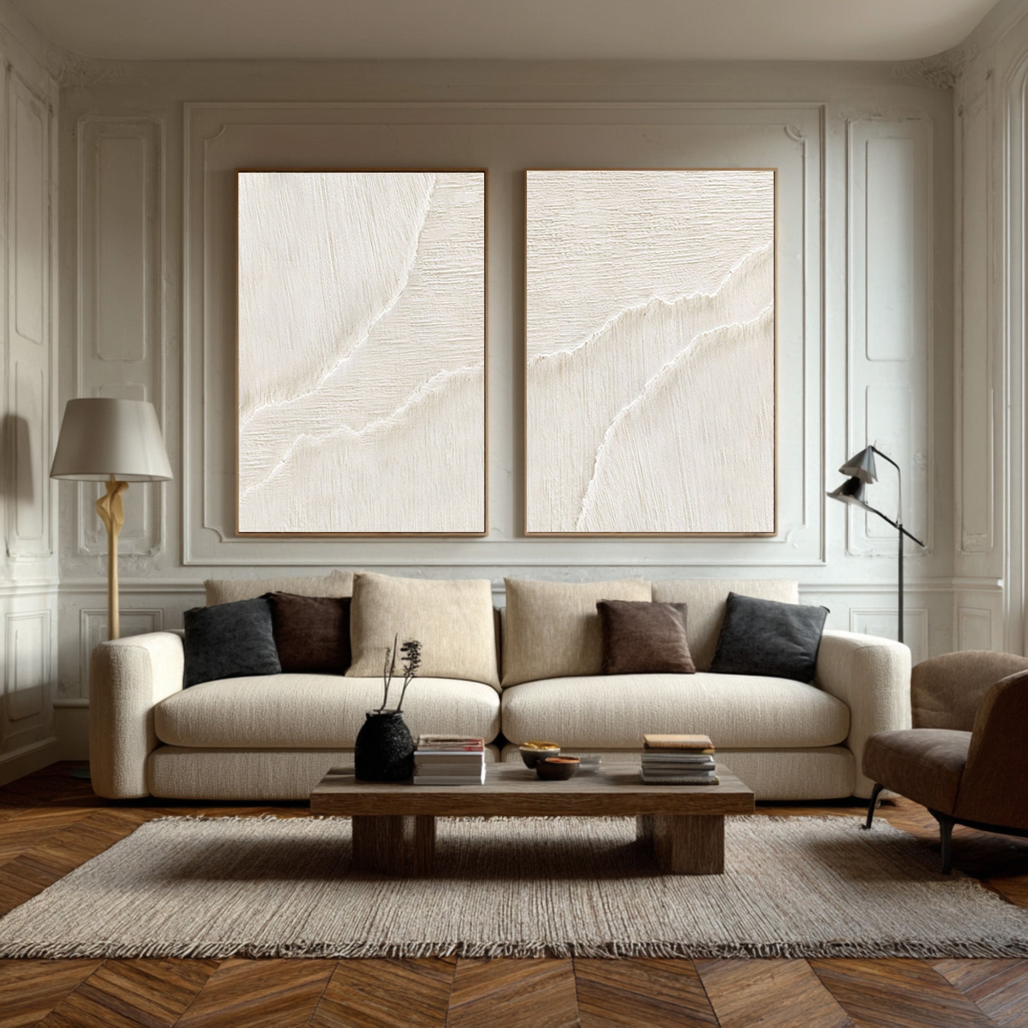Modern 3D Textured Neutral Art Set Hallway Living Room #WG 070