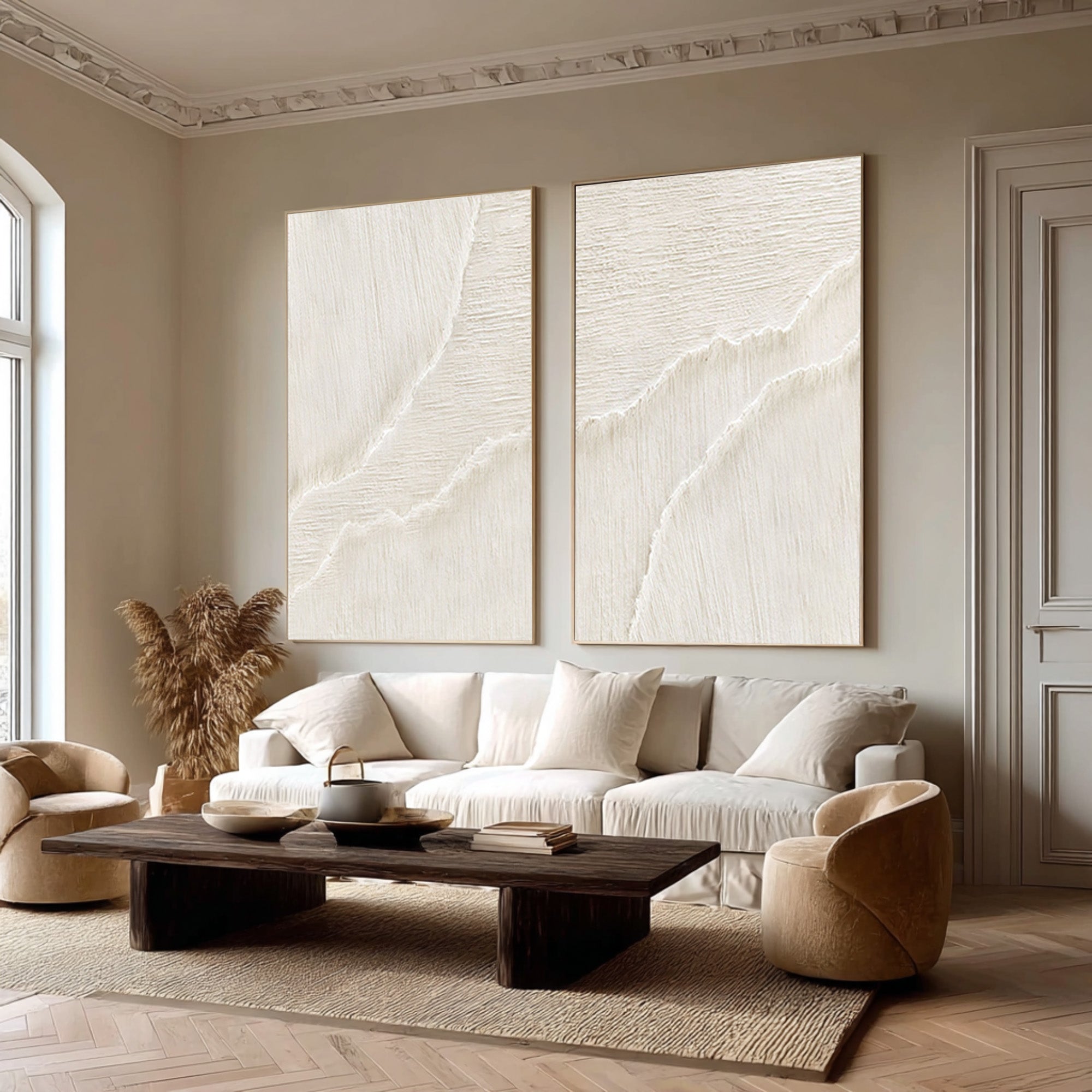 Modern 3D Textured Neutral Art Set Hallway Living Room #WG 070