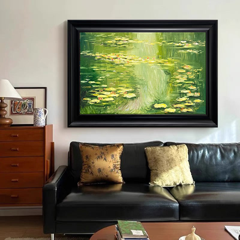 Monet Tribute Lilies, Green Impressionist Scene #BGA 186