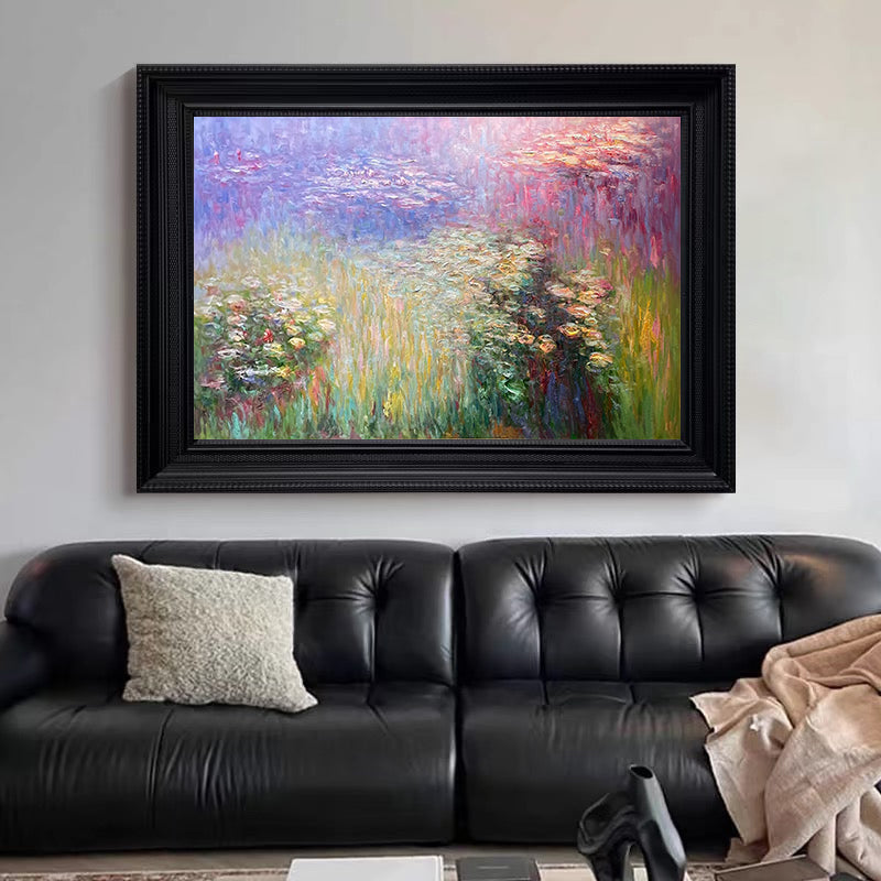 Monet Style Water Lilies, Horizontal Impressionist Wall Art #BGA 167