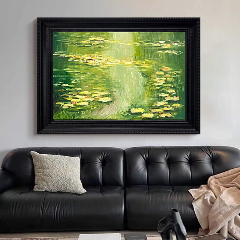 Monet Tribute Lilies, Green Impressionist Scene #BGA 186