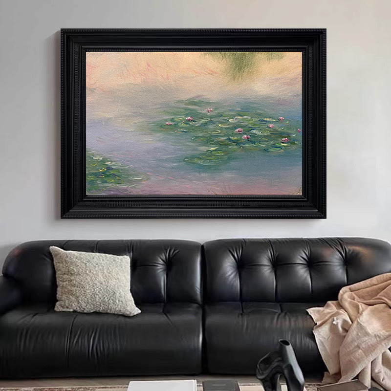 Monet Inspired Lilies, Impressionist Water Art #BGA 184