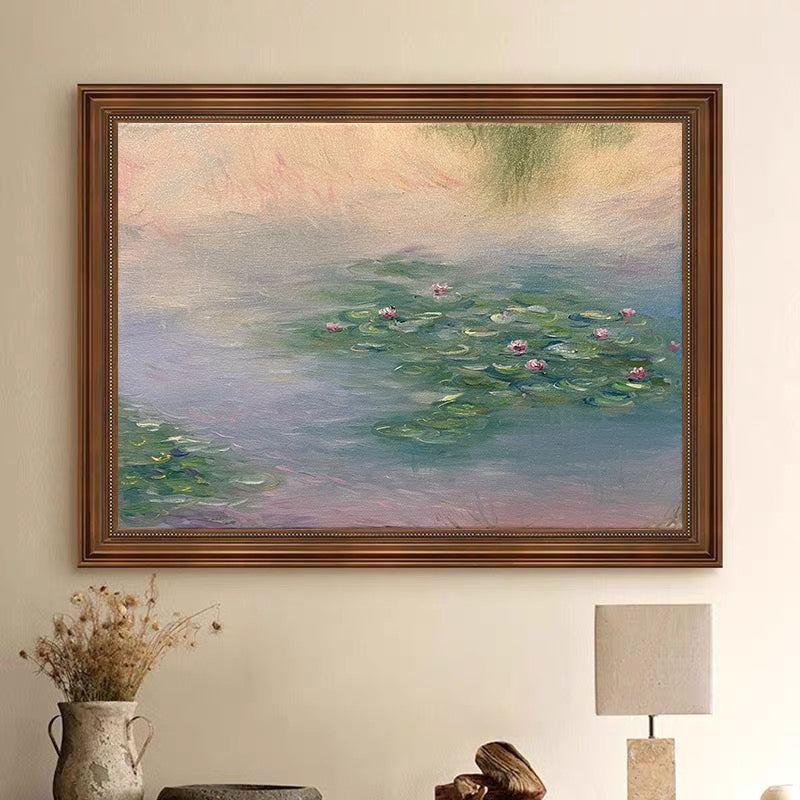 Monet Inspired Lilies, Impressionist Water Art #BGA 184