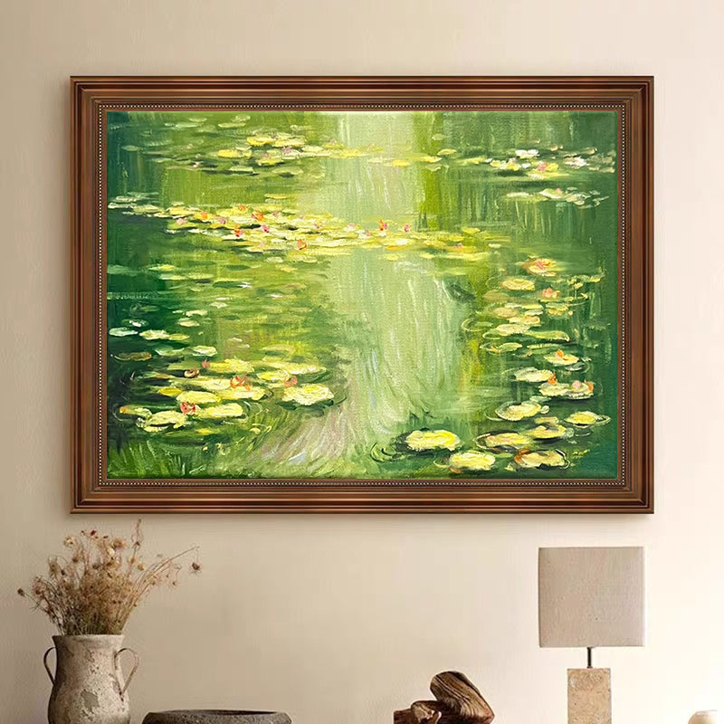 Monet Tribute Lilies, Green Impressionist Scene #BGA 186