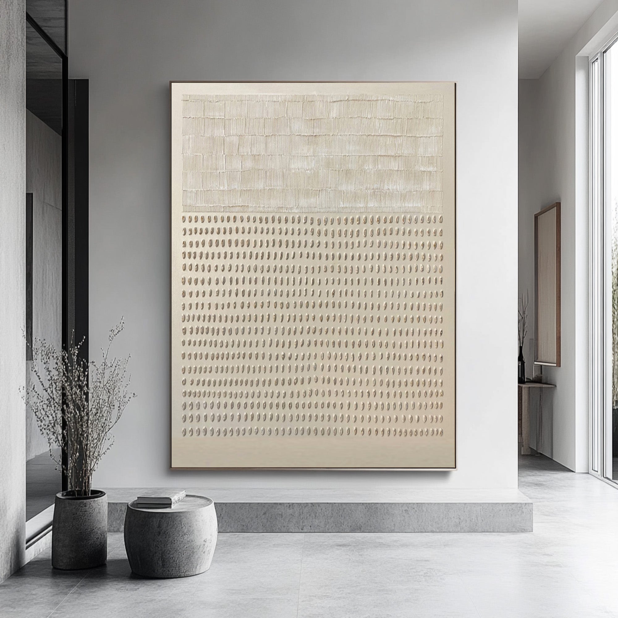 Minimalist Textured Canvas Home Decor Large Vertical #WG 045