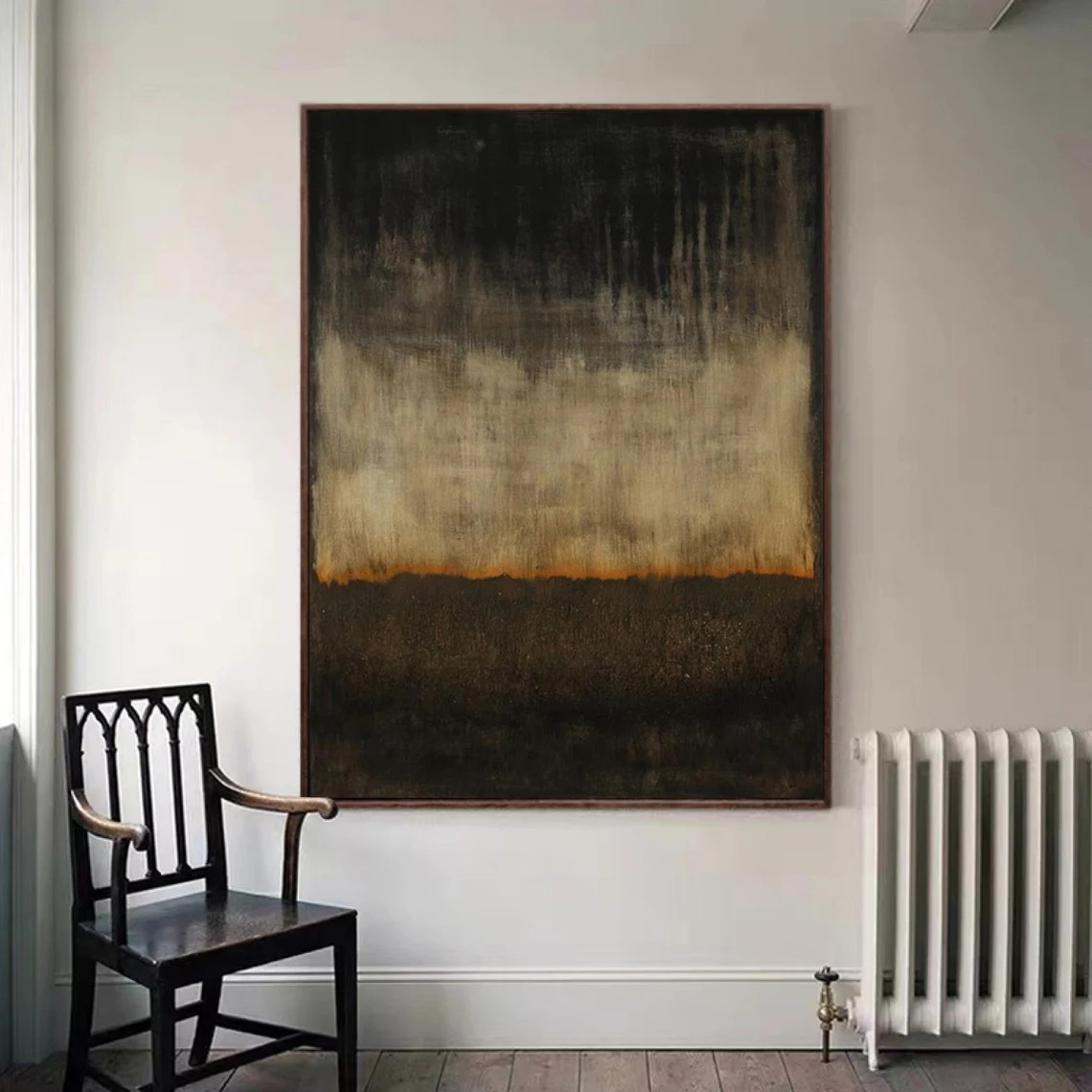 Textured Black and Beige Color-Gradation Technique Canvas #BGA 155