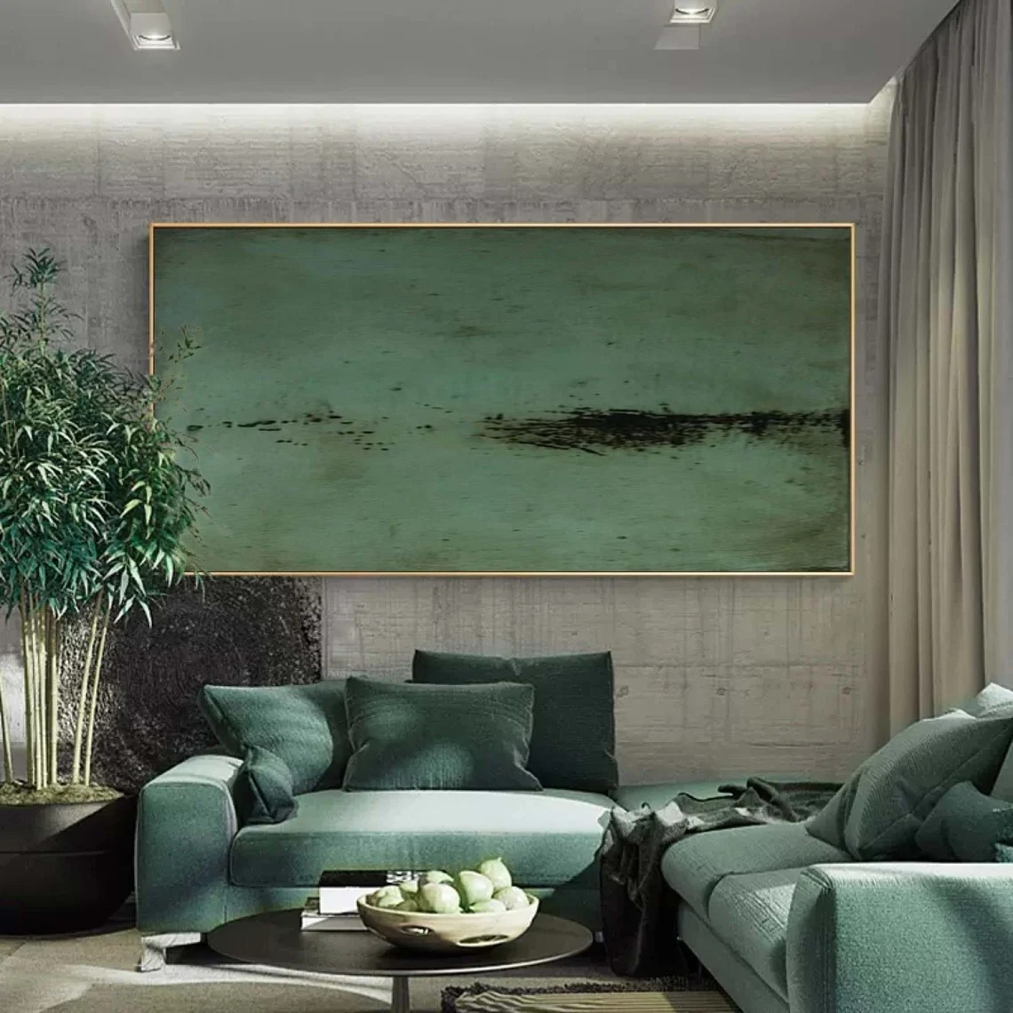 Modern Green Landscape Serene Abstract, Unique Wall Decor #BGA 151