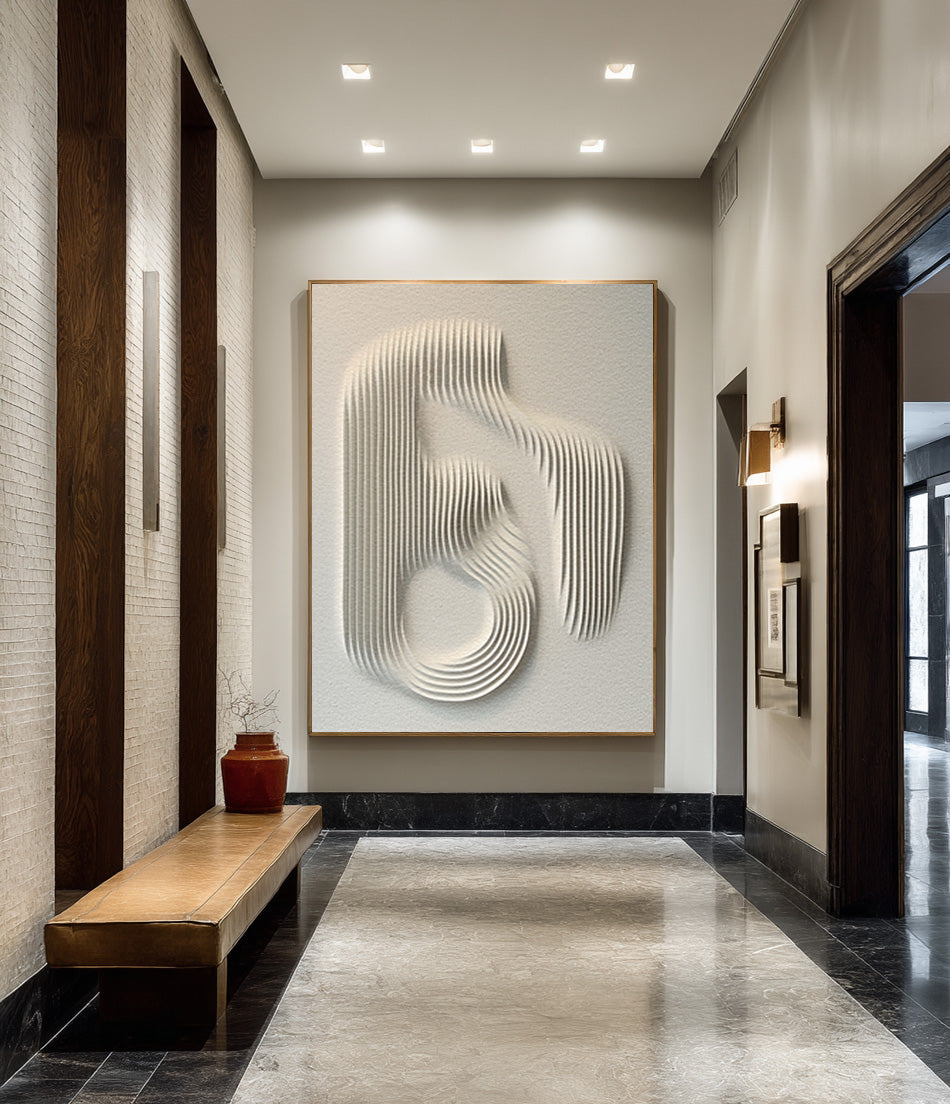 Minimalist White Line Sculpture Art for Modern Interiors #WG 079
