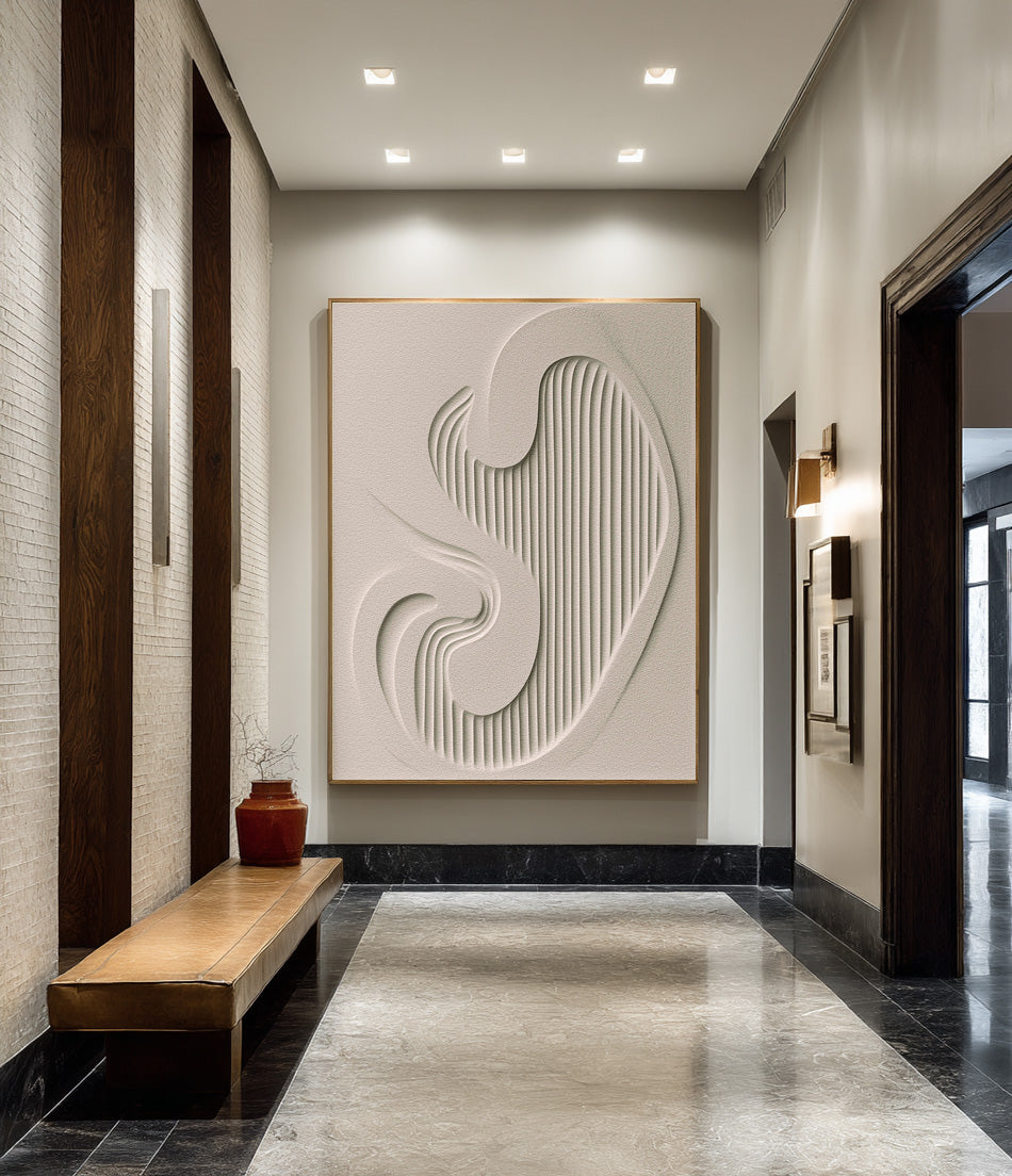 Elegant White Relief Artwork - Modern Abstract Texture #WG 081