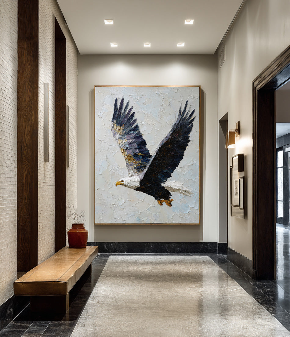 Textured Relief Art Eagle in Flight Statement Piece #WG 050