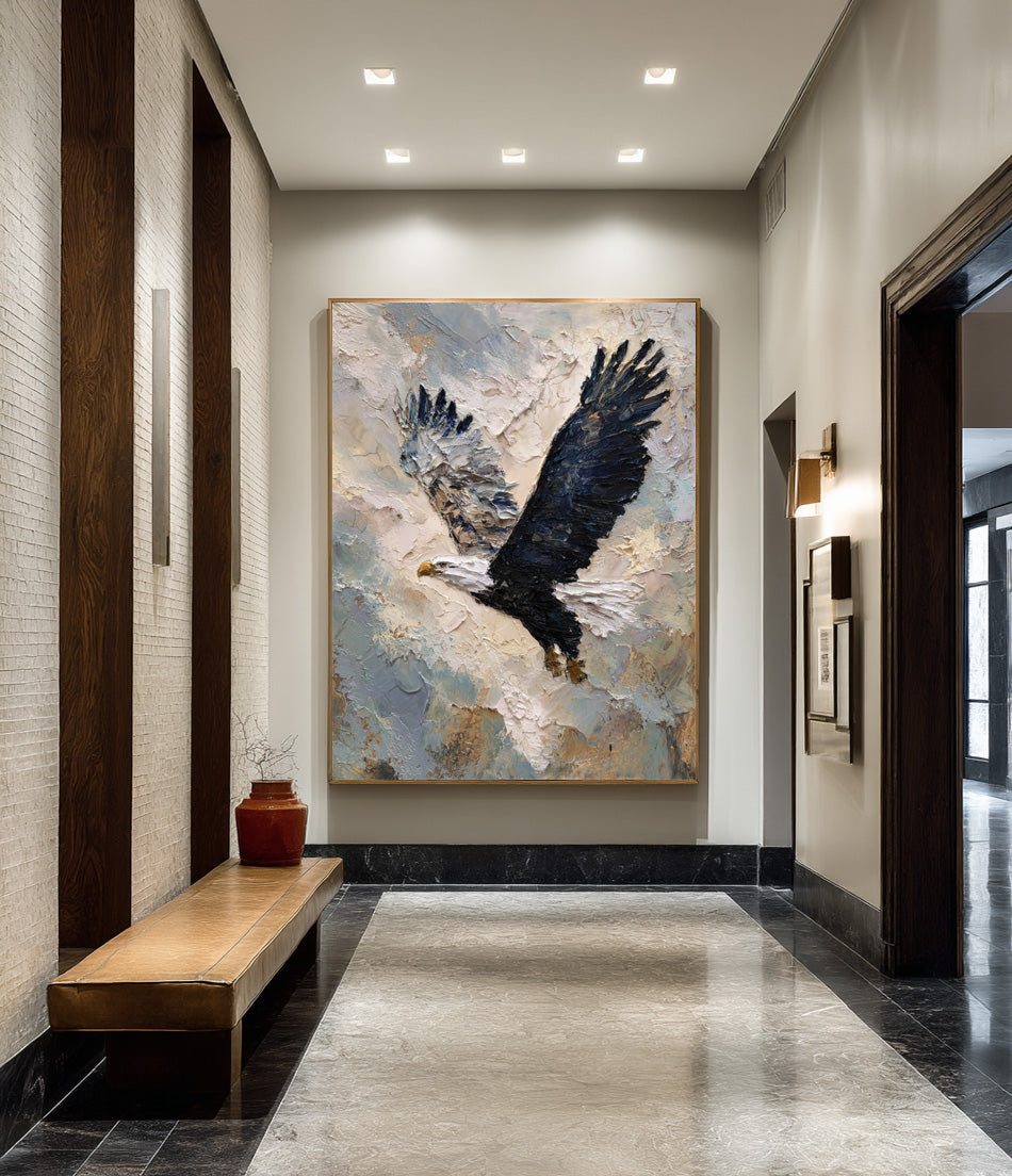 Textured Relief Art Eagle in Flight Statement Piece #WG 049