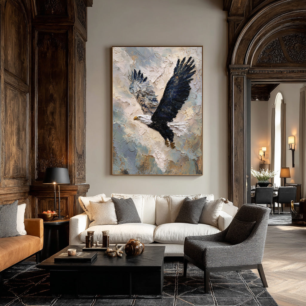 Textured Relief Art Eagle in Flight Statement Piece #WG 049