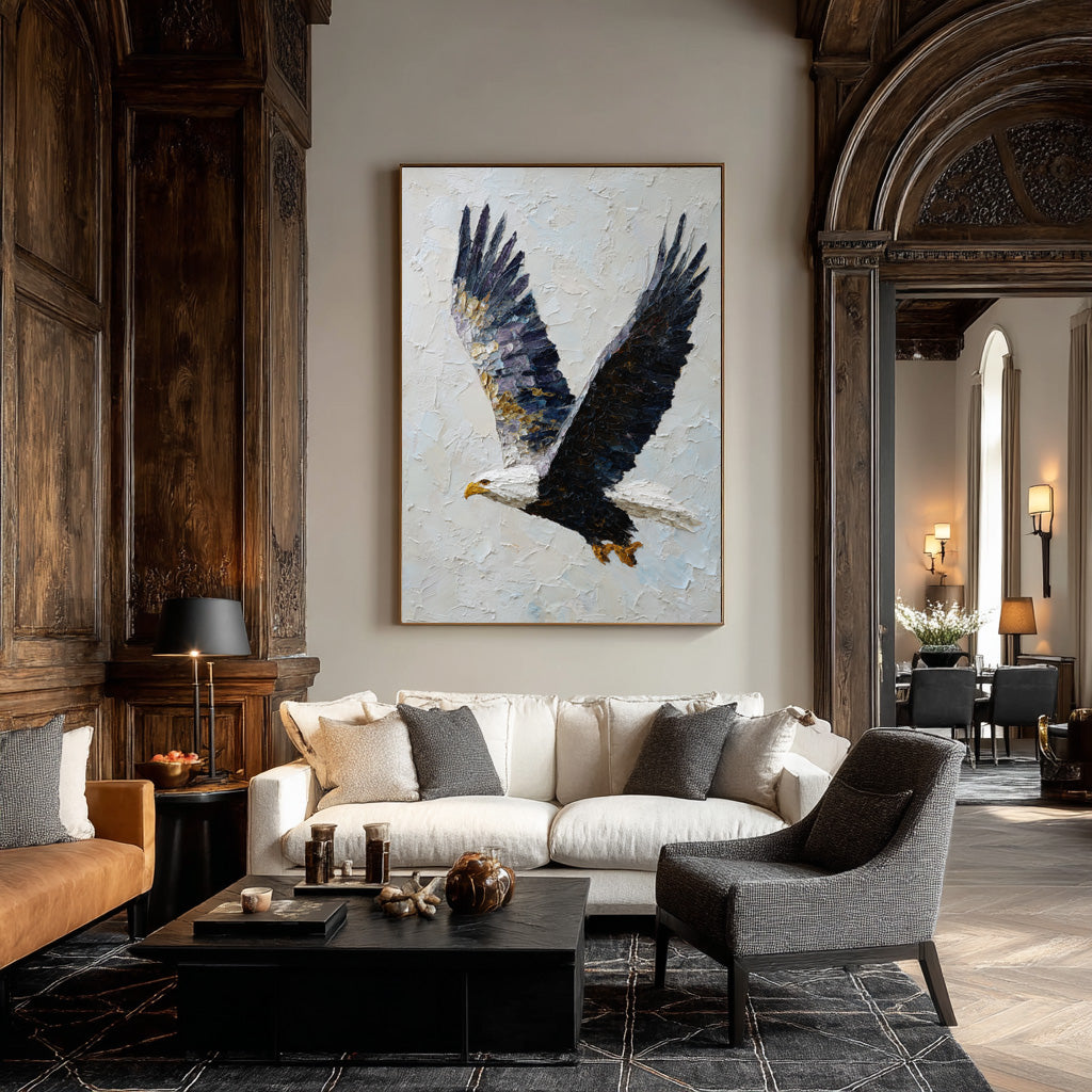 Textured Relief Art Eagle in Flight Statement Piece #WG 050