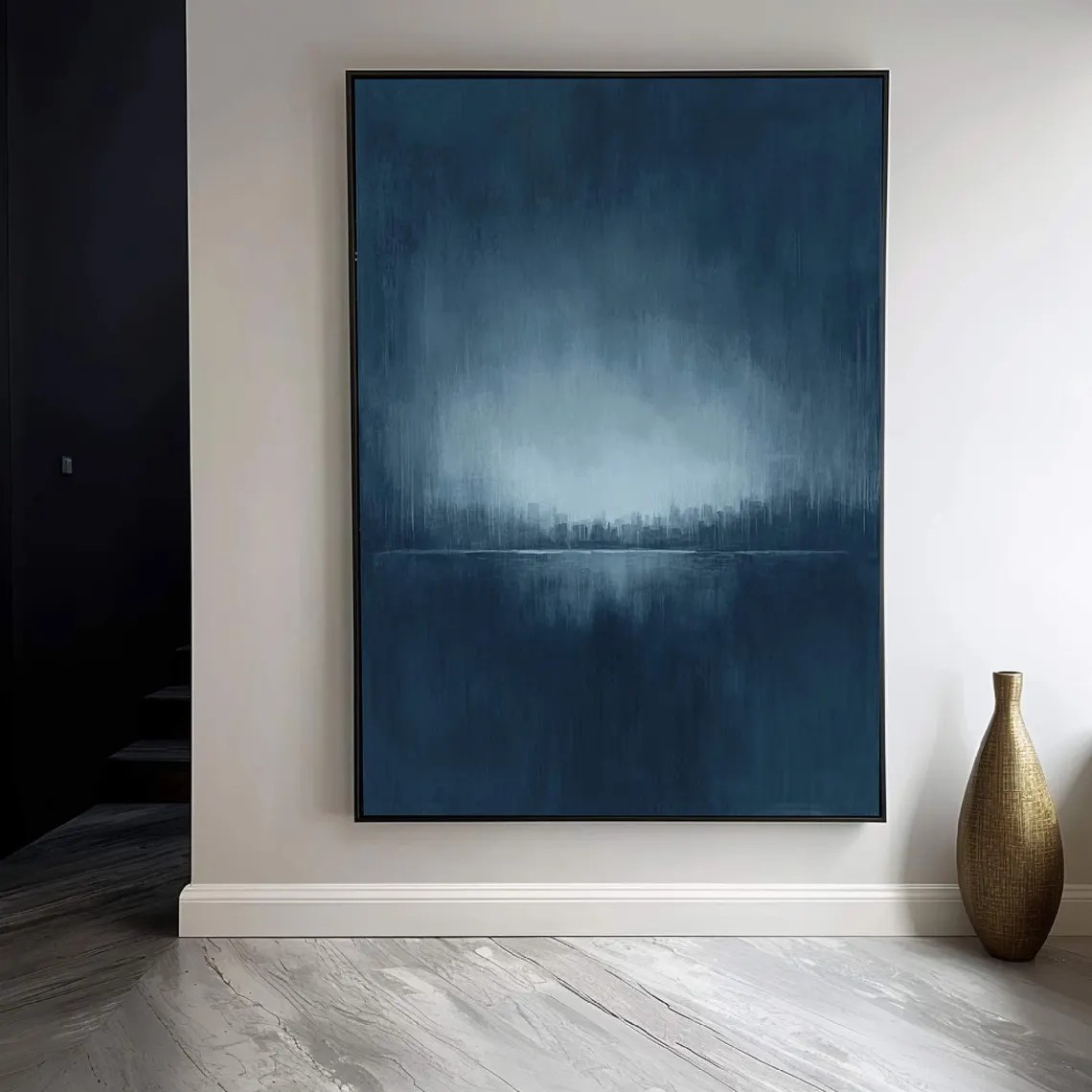 Urban Haze: Abstract Blue Cityscape, Atmospheric Depth Art #BGA 165