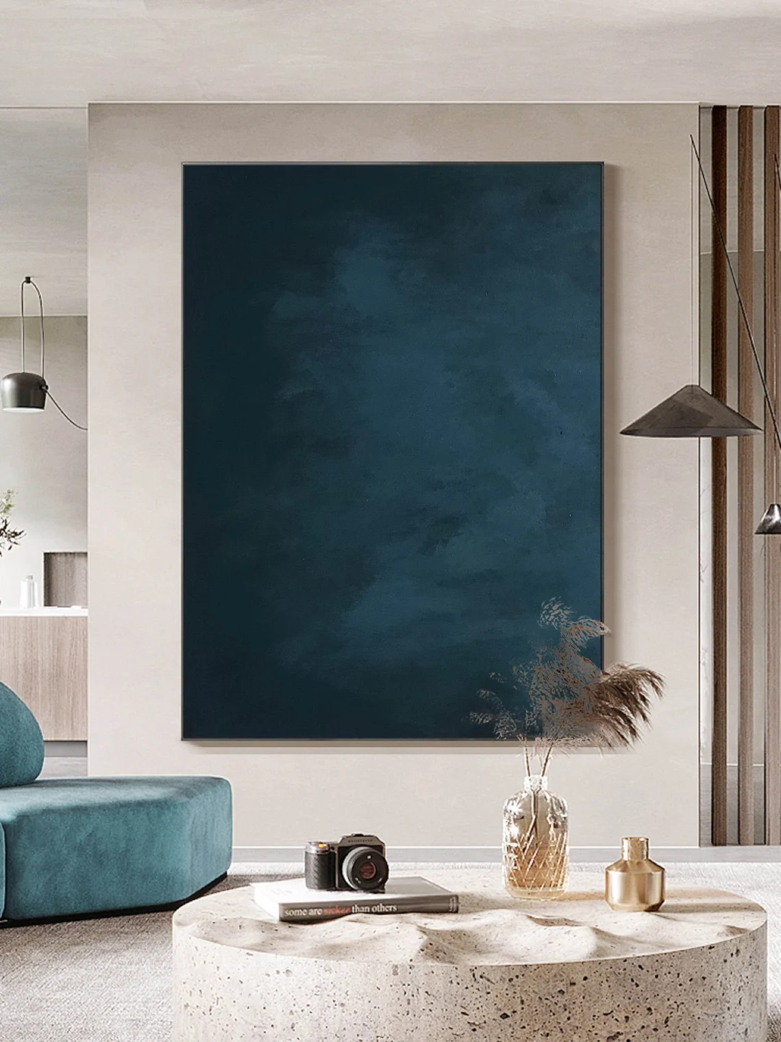 Deep Blue Minimalist Painting, Subtle Contemporary Piece #BGA 133