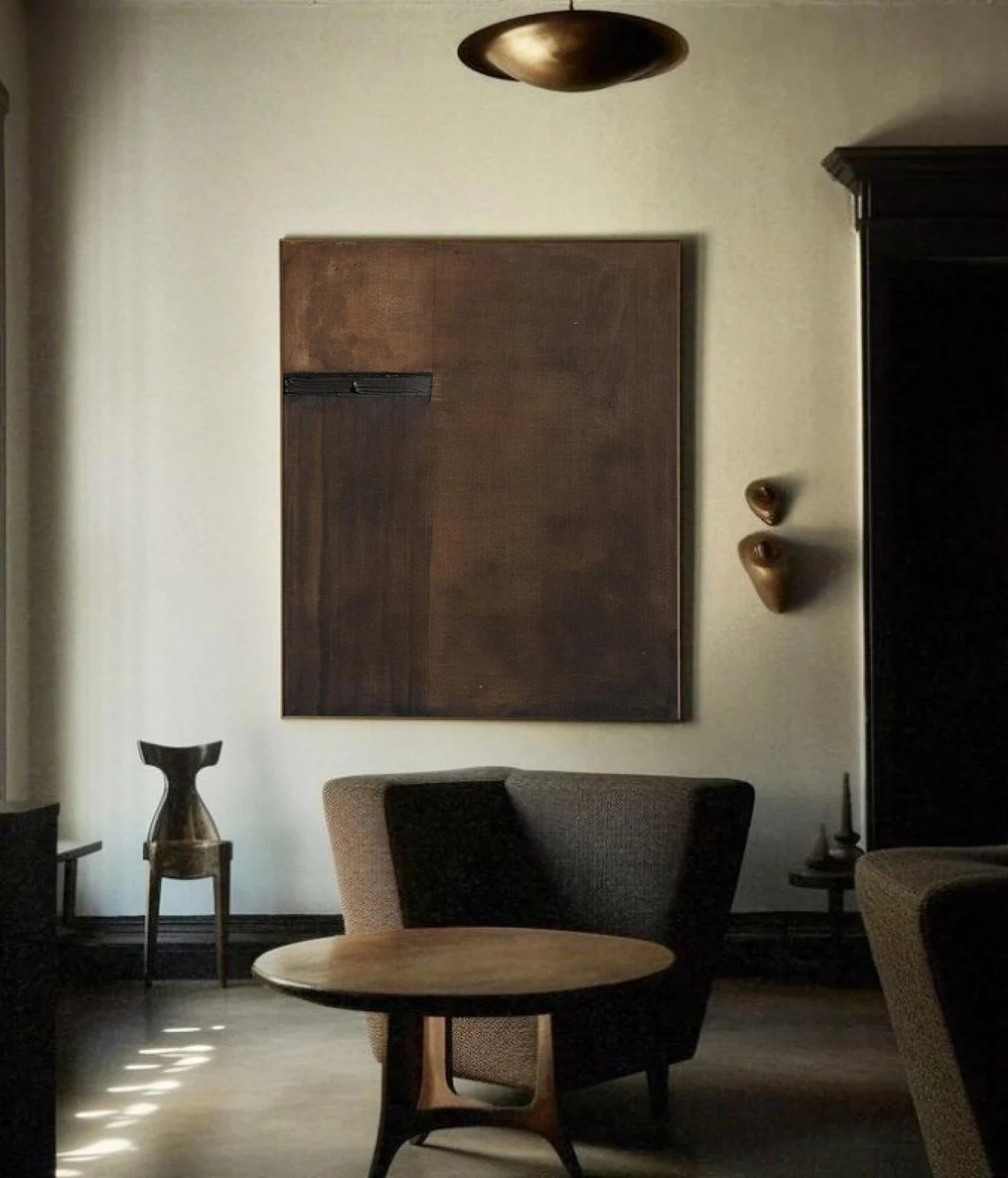 Brown Minimalist Textured Canvas Art, Wabi-Sabi Wall Decor #BGA 135