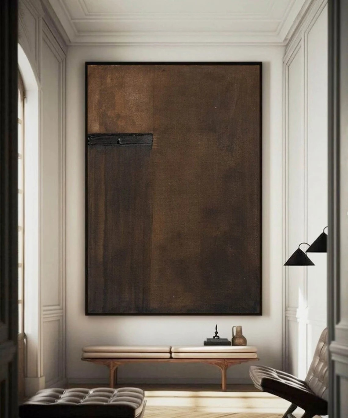 Brown Minimalist Textured Canvas Art, Wabi-Sabi Wall Decor #BGA 135