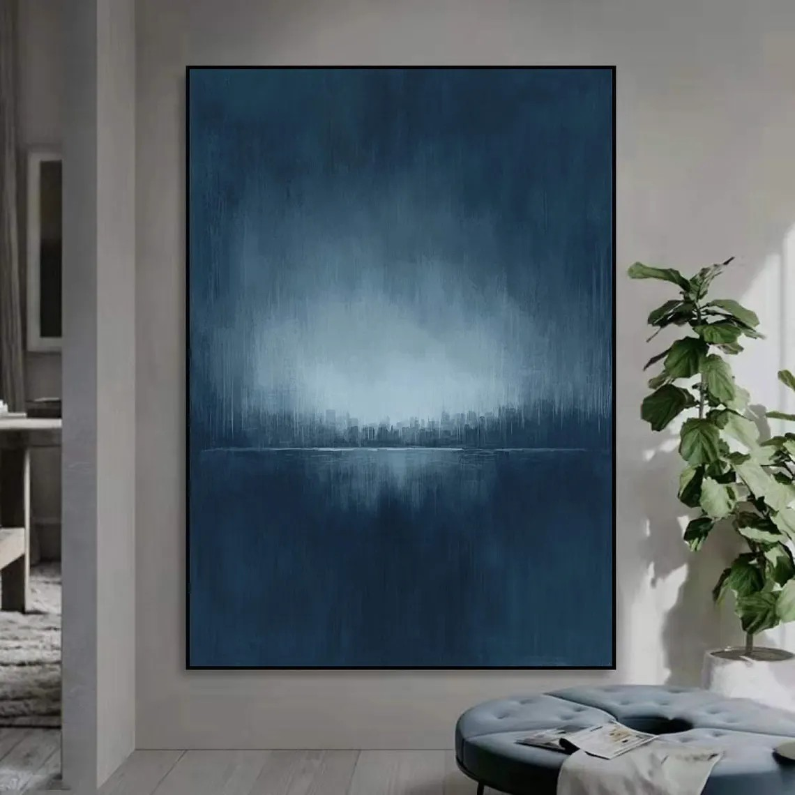 Urban Haze: Abstract Blue Cityscape, Atmospheric Depth Art #BGA 165