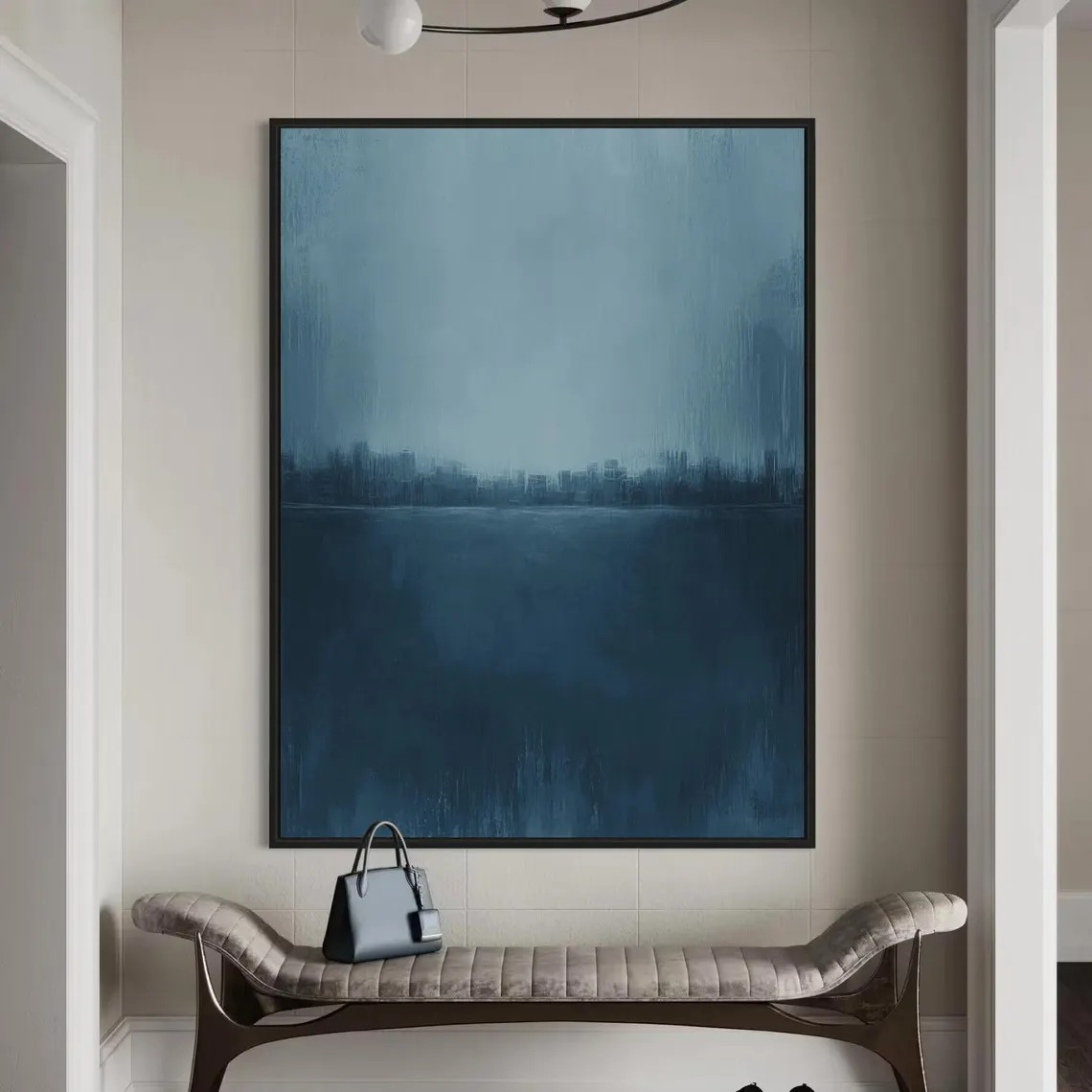 Blue Landscape Abstract Painting, Serene Minimalist Wall Art #BGA 138