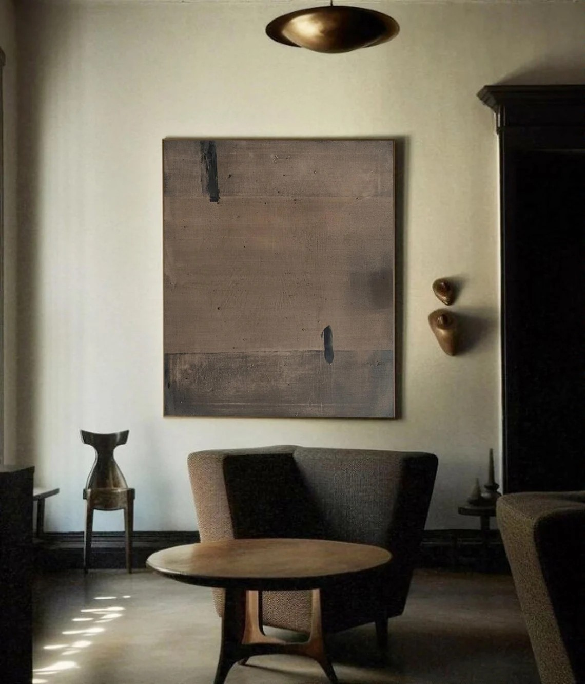 Large Abstract Brown Canvas, Wabi-Sabi Textured Wall Art #BGA 159