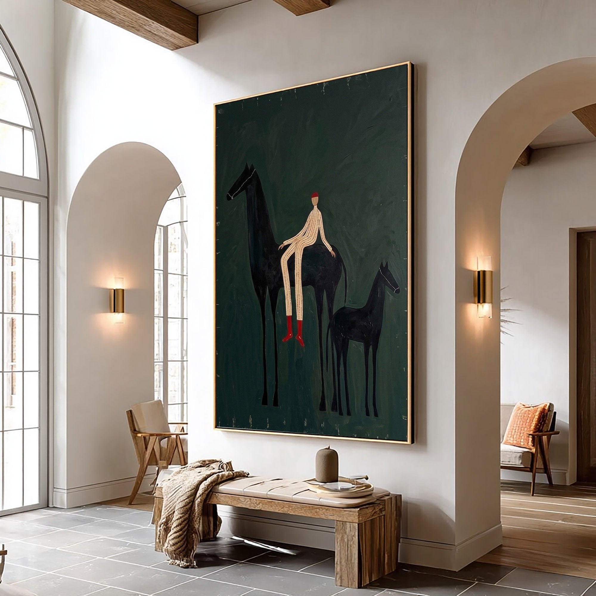 Large Cowboy Horse Wall Art Contemporary Western Horse Painting