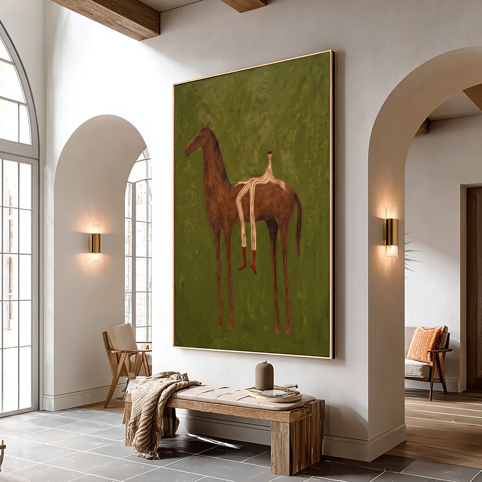 Large Cowboy Horse Wall Art Modern Western Horse Painting