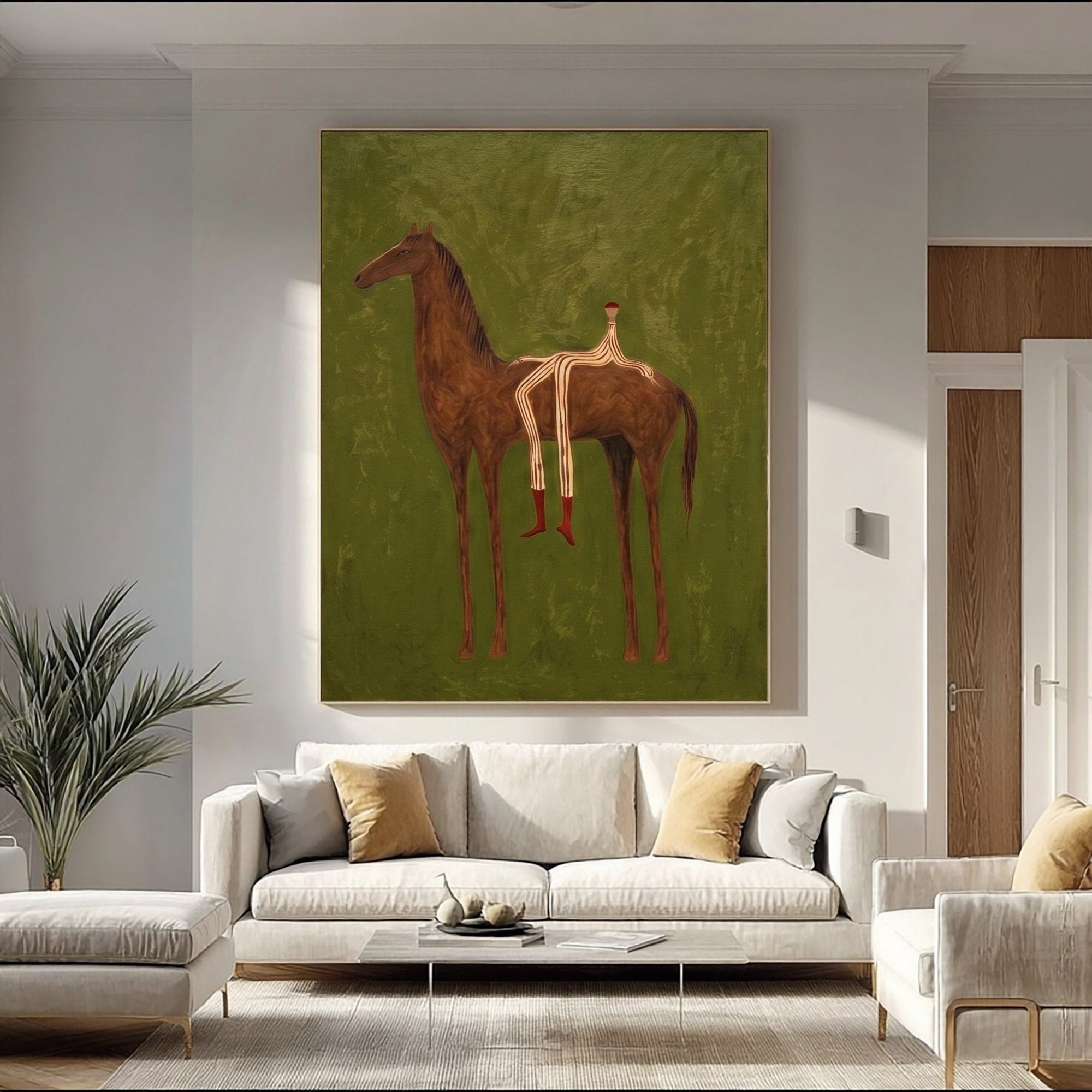 Large Cowboy Horse Wall Art Modern Western Horse Painting