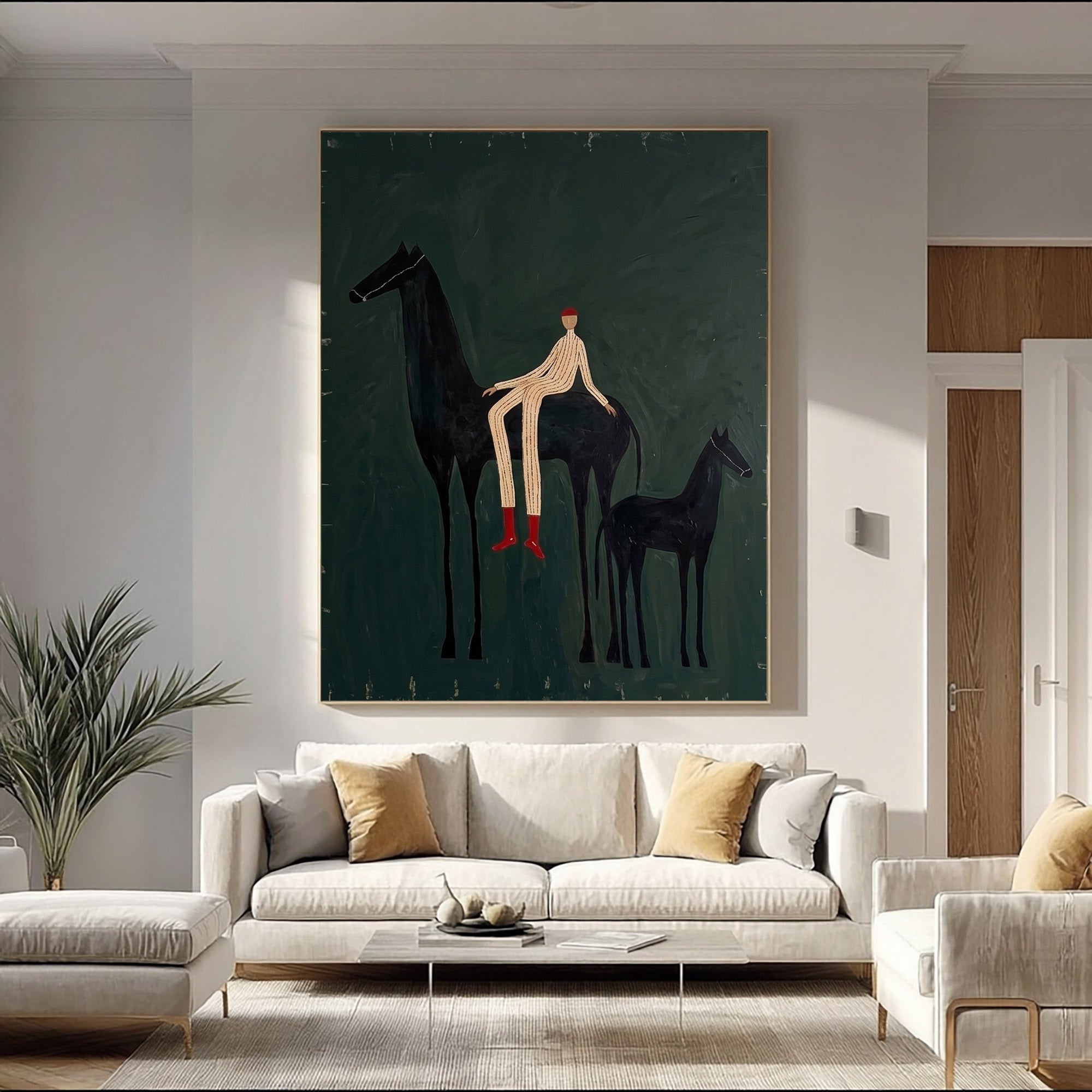 Large Cowboy Horse Wall Art Contemporary Western Horse Painting
